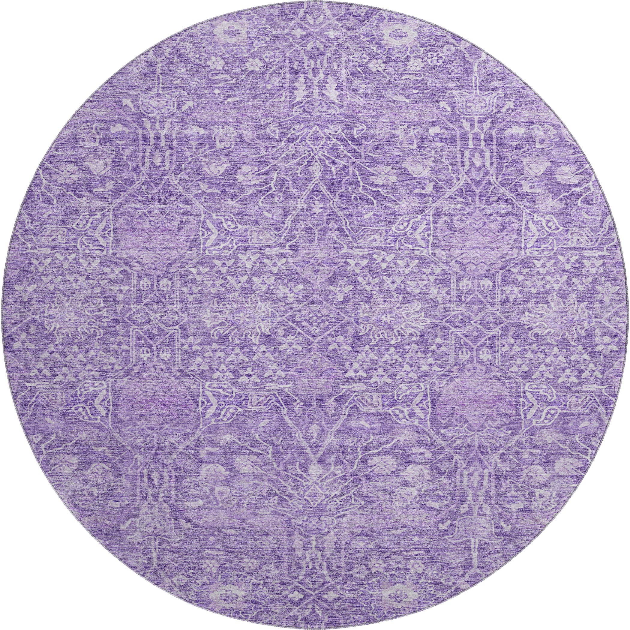 Lucerne Machine Washable Transitional Plum Purple Rug 8' x 8' #shape_Round
