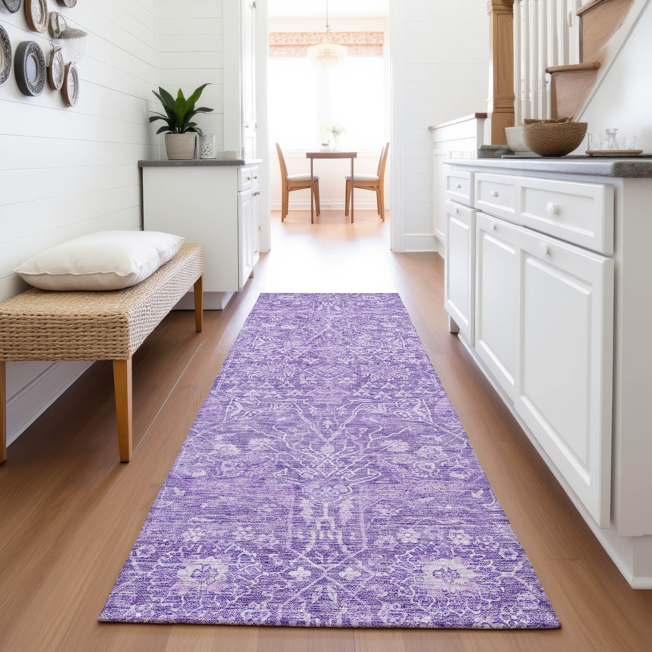 Lucerne Machine Washable Transitional Plum Purple Rug 2'3" x 7'6" #shape_Runner
