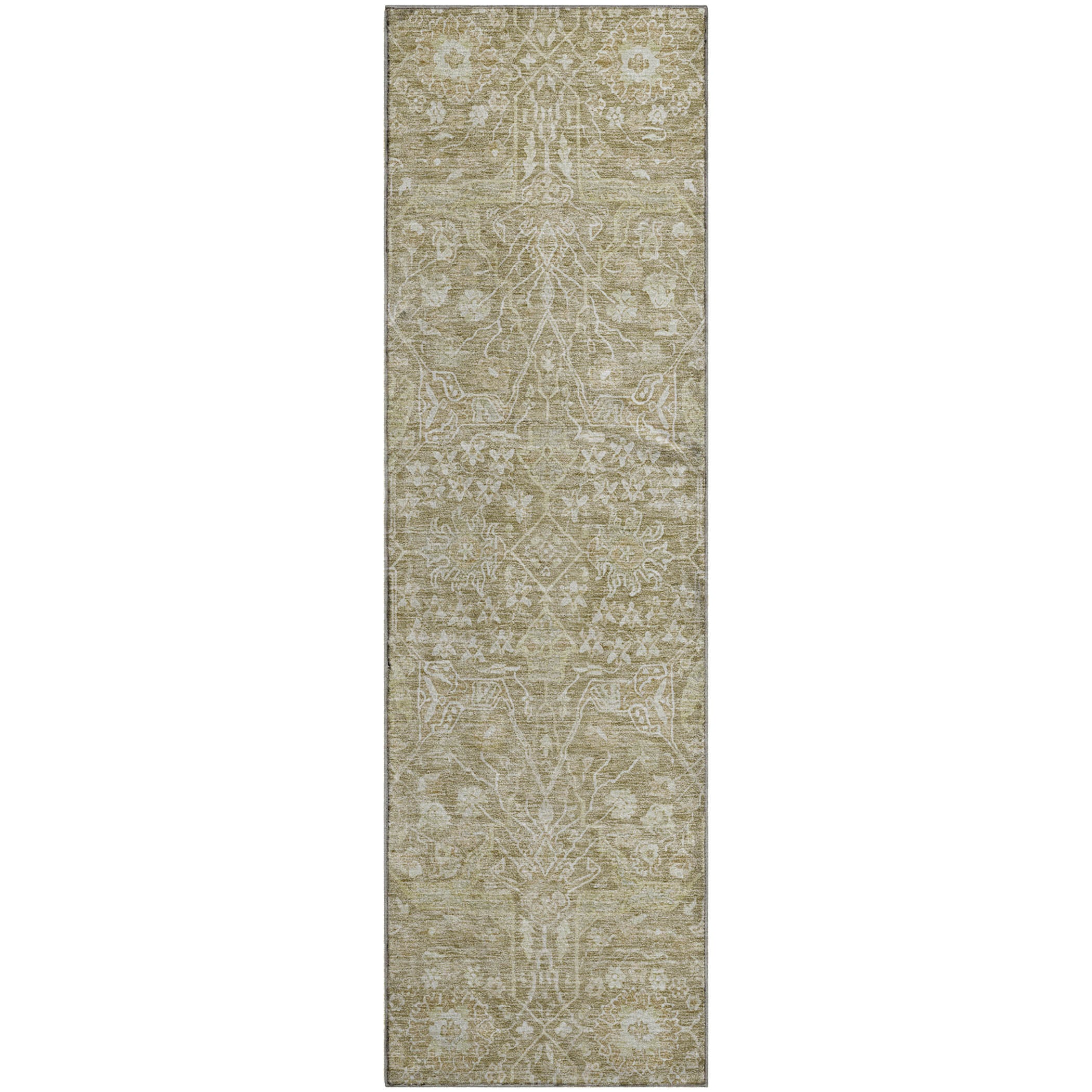Lucerne Machine Washable Transitional Taupe Brown Rug 2'3" x 7'6" #shape_Runner