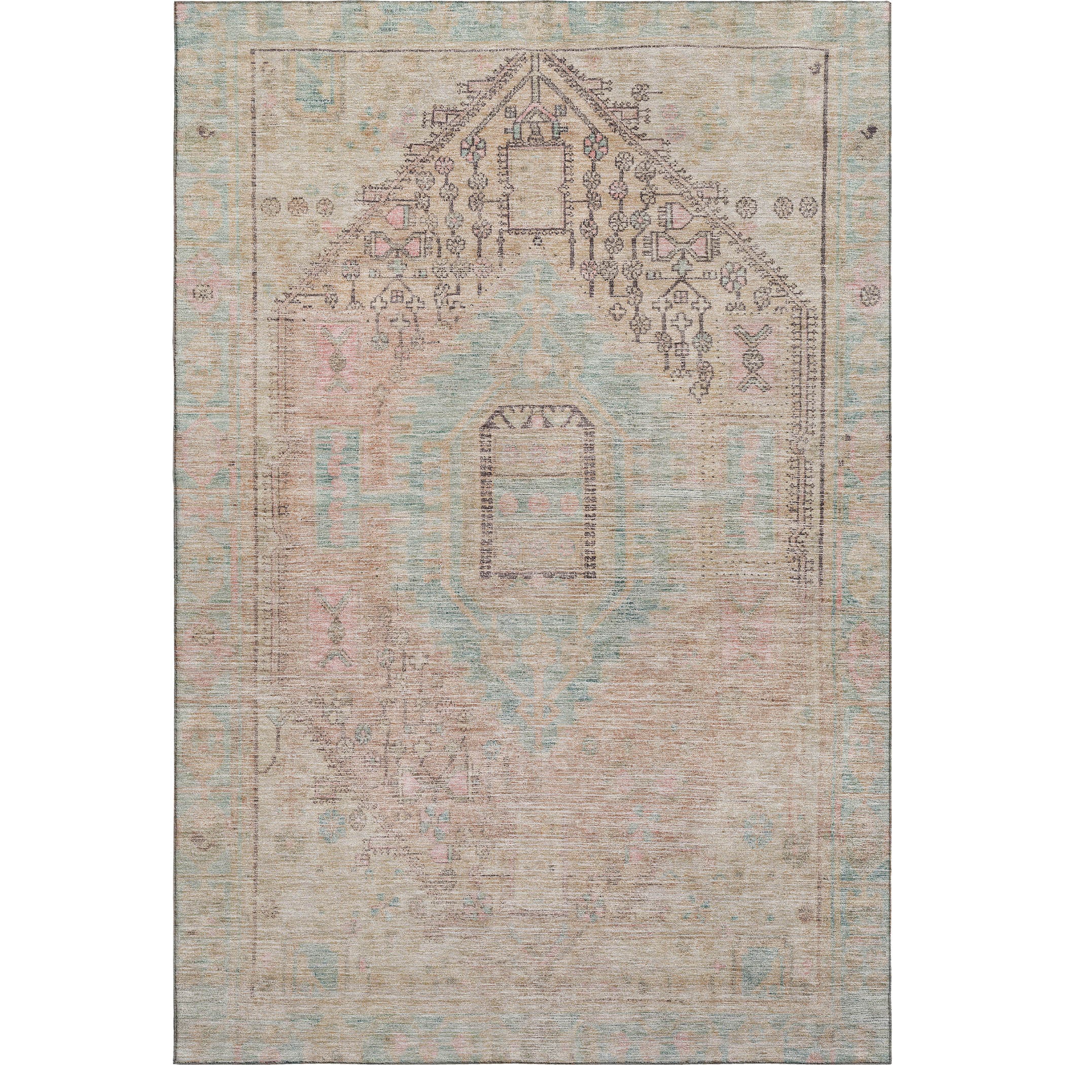 Colombo Machine Washable Traditional Pink Rug 2'6" x 3'10" #shape_Rectangle
