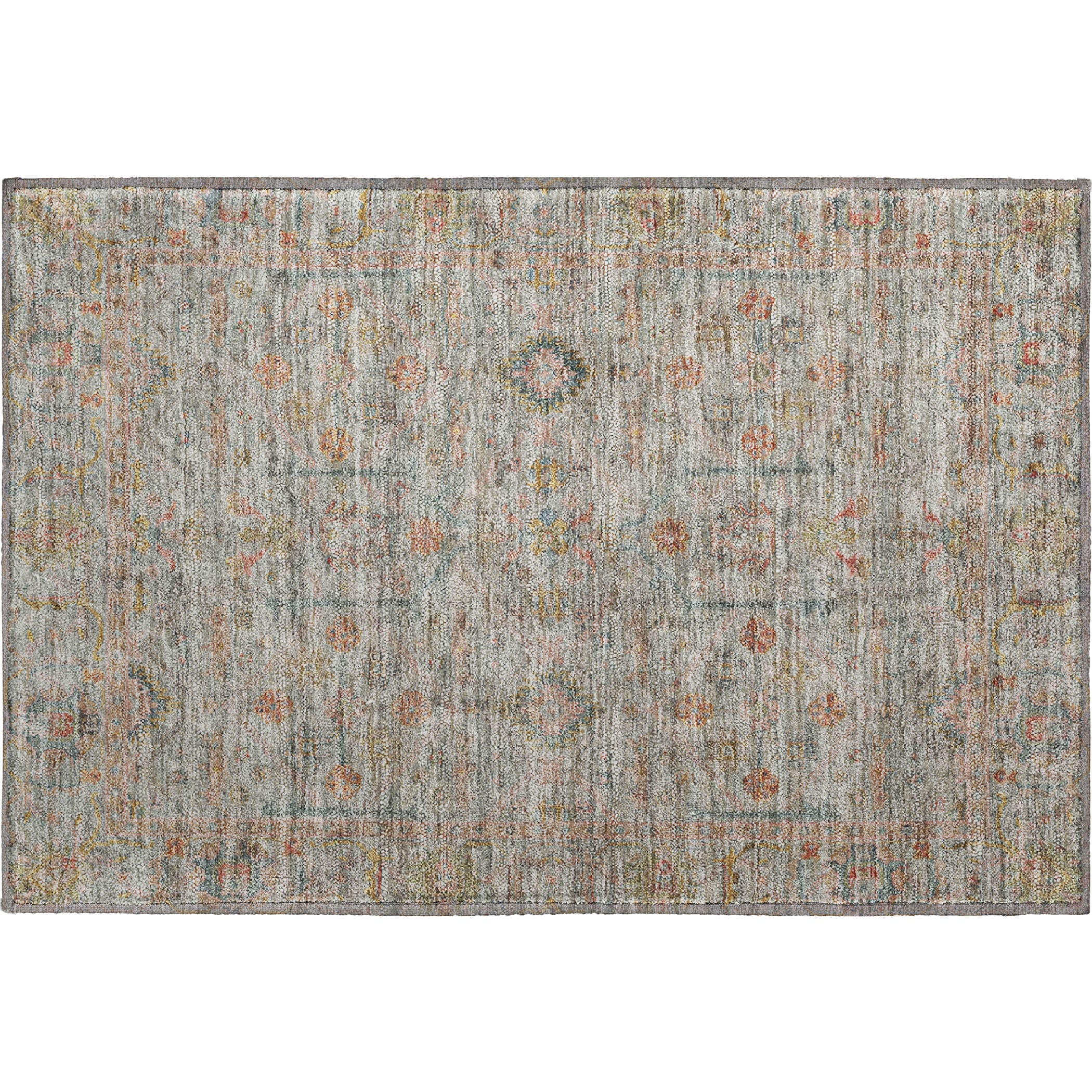 Colombo Machine Washable Traditional Taupe Brown Rug 1'8" x 2'6" #shape_Rectangle