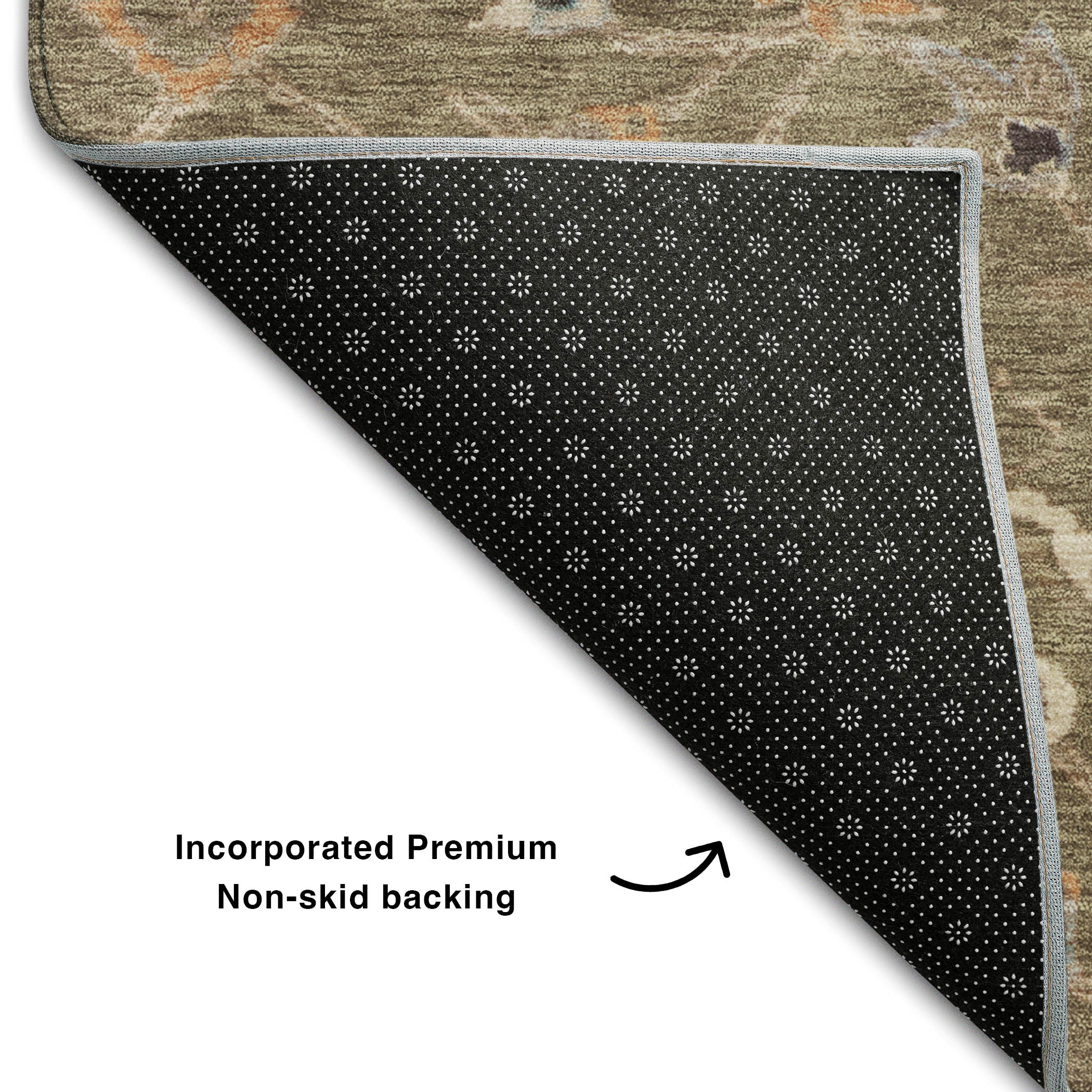 Marrakech Machine Washable Traditional Brown Rug 1'8" x 2'6" #shape_Rectangle