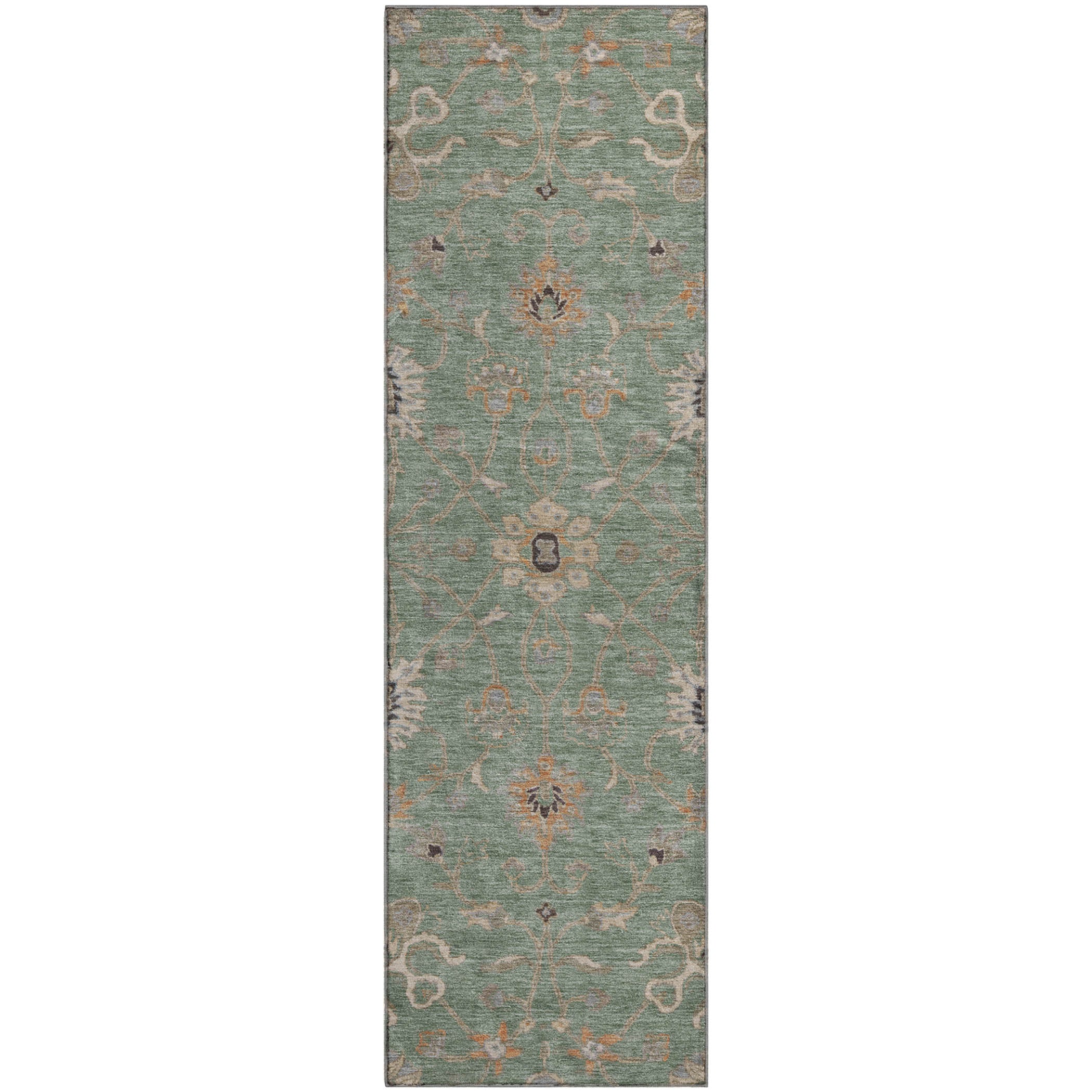 Marrakech Machine Washable Traditional Cactus Green Rug 2'3" x 7'6" #shape_Runner