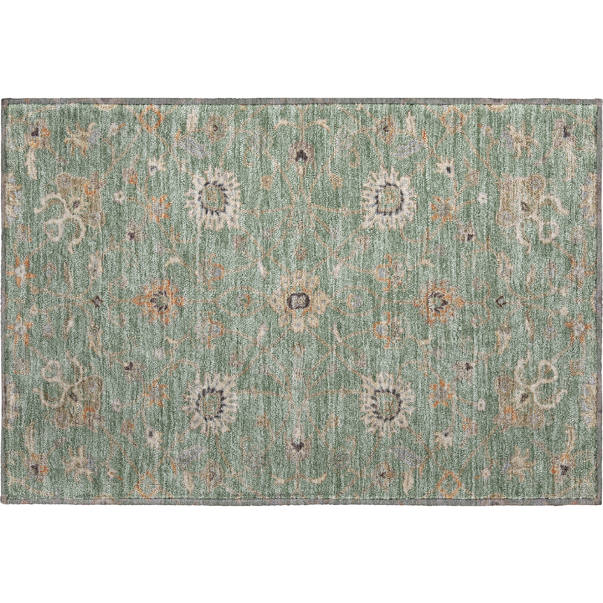 Marrakech Machine Washable Traditional Cactus Green Rug 1'8" x 2'6" #shape_Rectangle