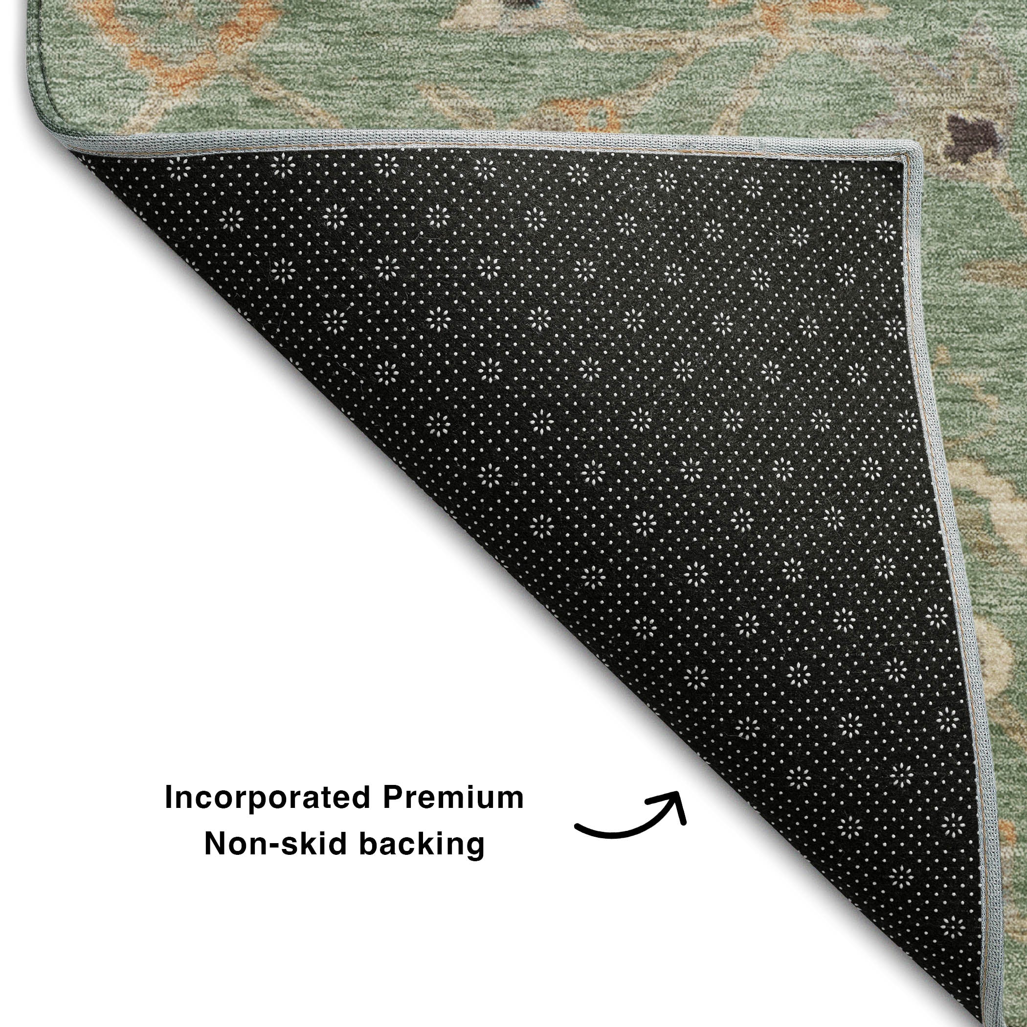 Marrakech Machine Washable Traditional Cactus Green Rug 1'8" x 2'6" #shape_Rectangle