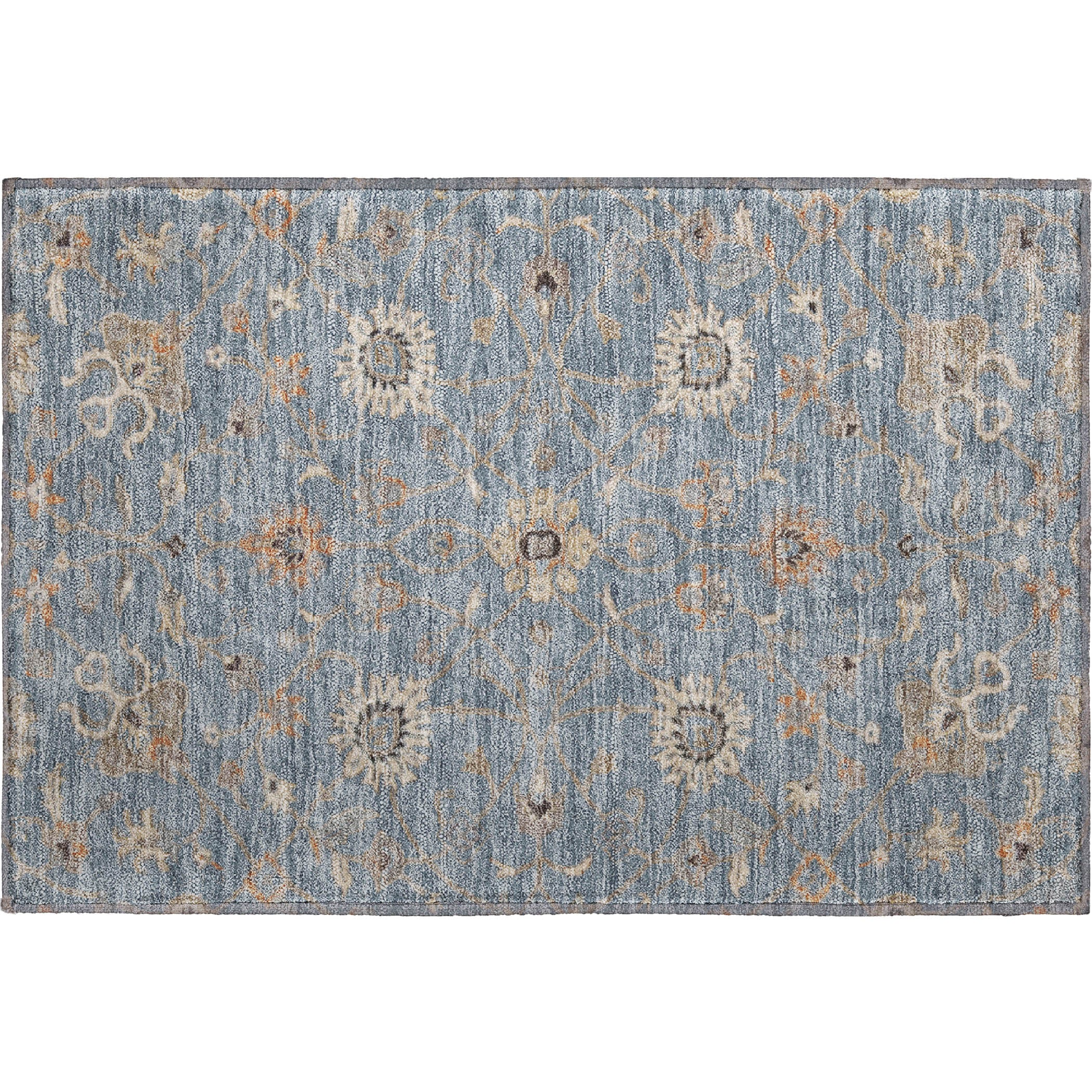 Marrakech Machine Washable Traditional Denim Blue Rug 1'8" x 2'6" #shape_Rectangle