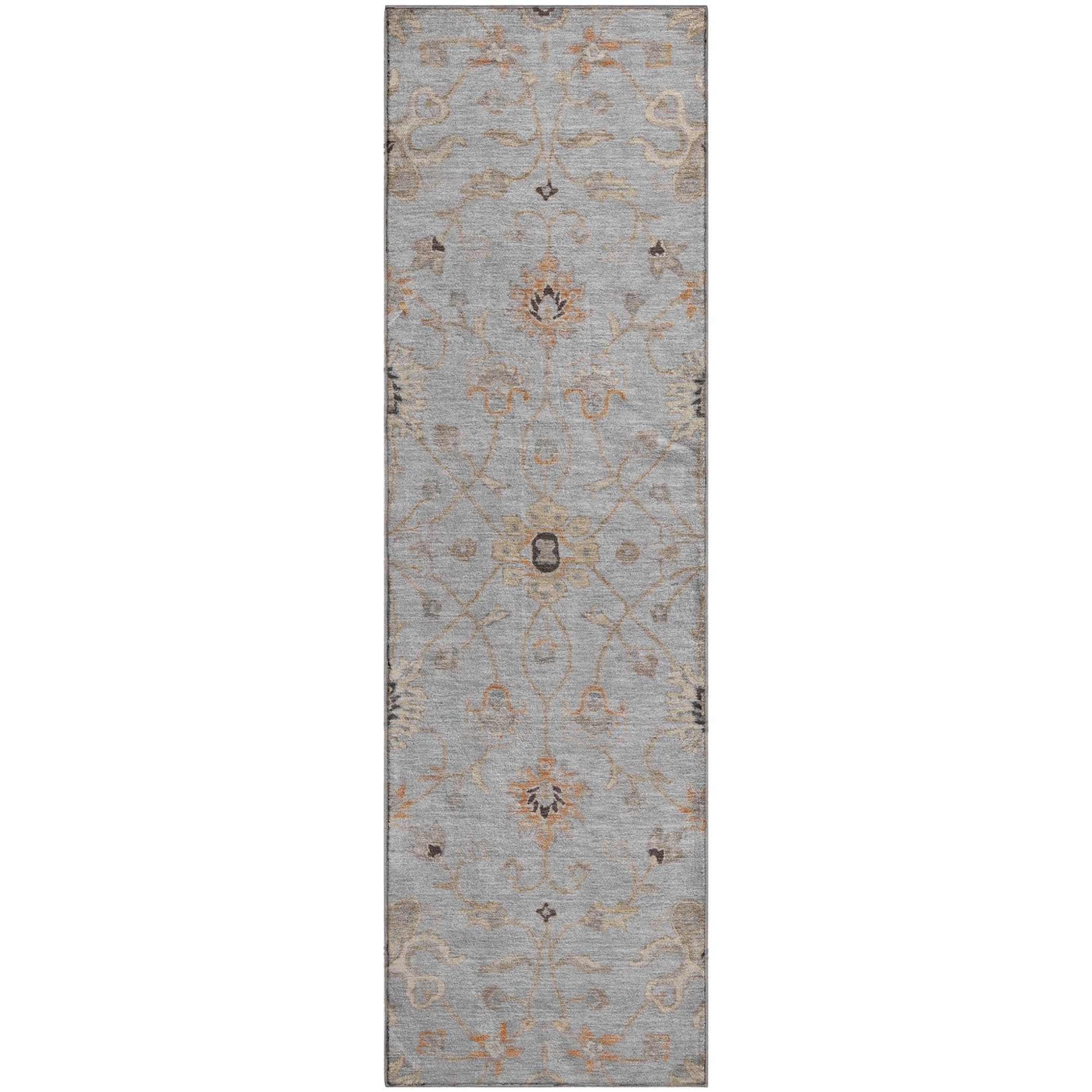 Marrakech Machine Washable Traditional Gray Rug 2'3" x 7'6" #shape_Runner