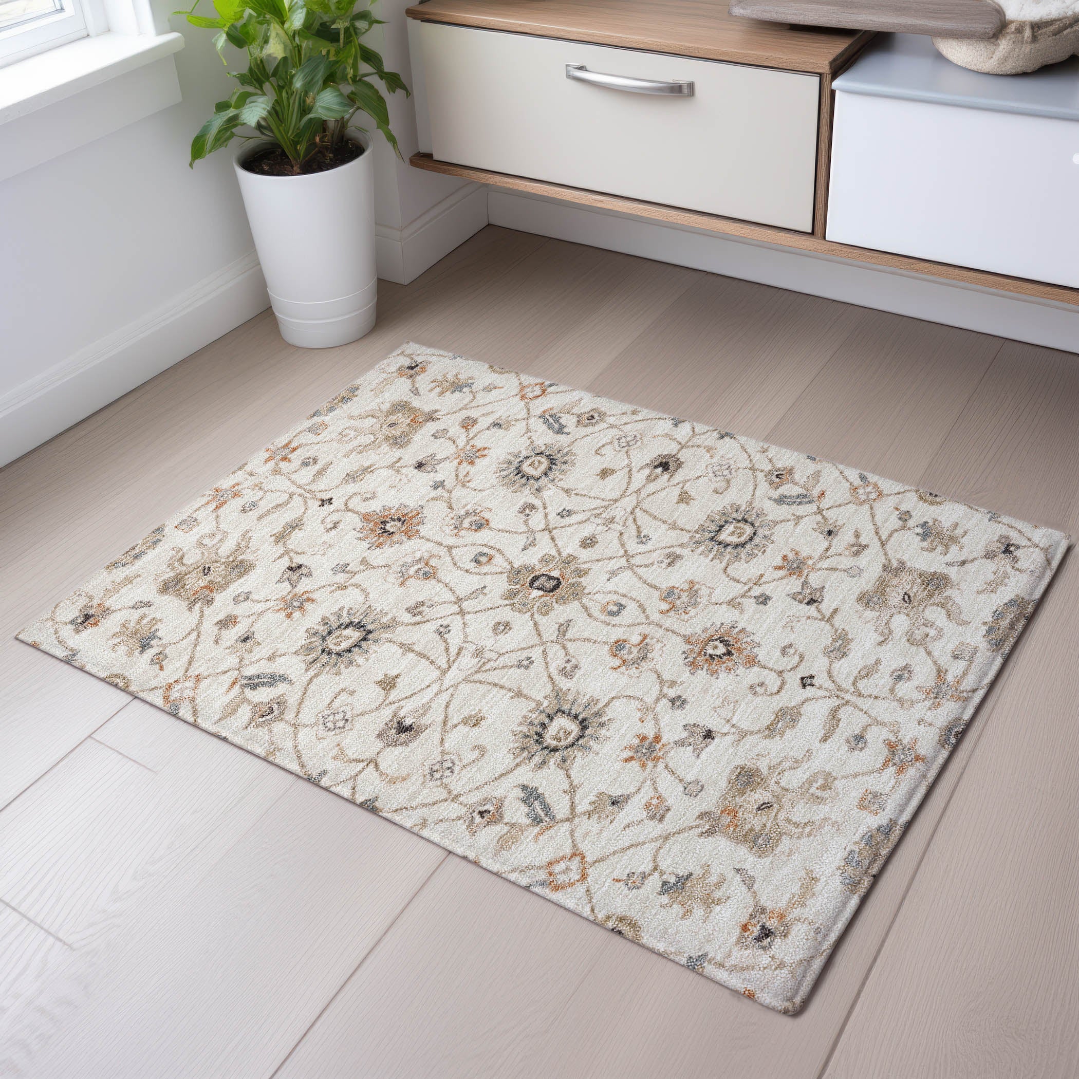 Marrakech Machine Washable Traditional Ivory Rug 1'8" x 2'6" #shape_Rectangle