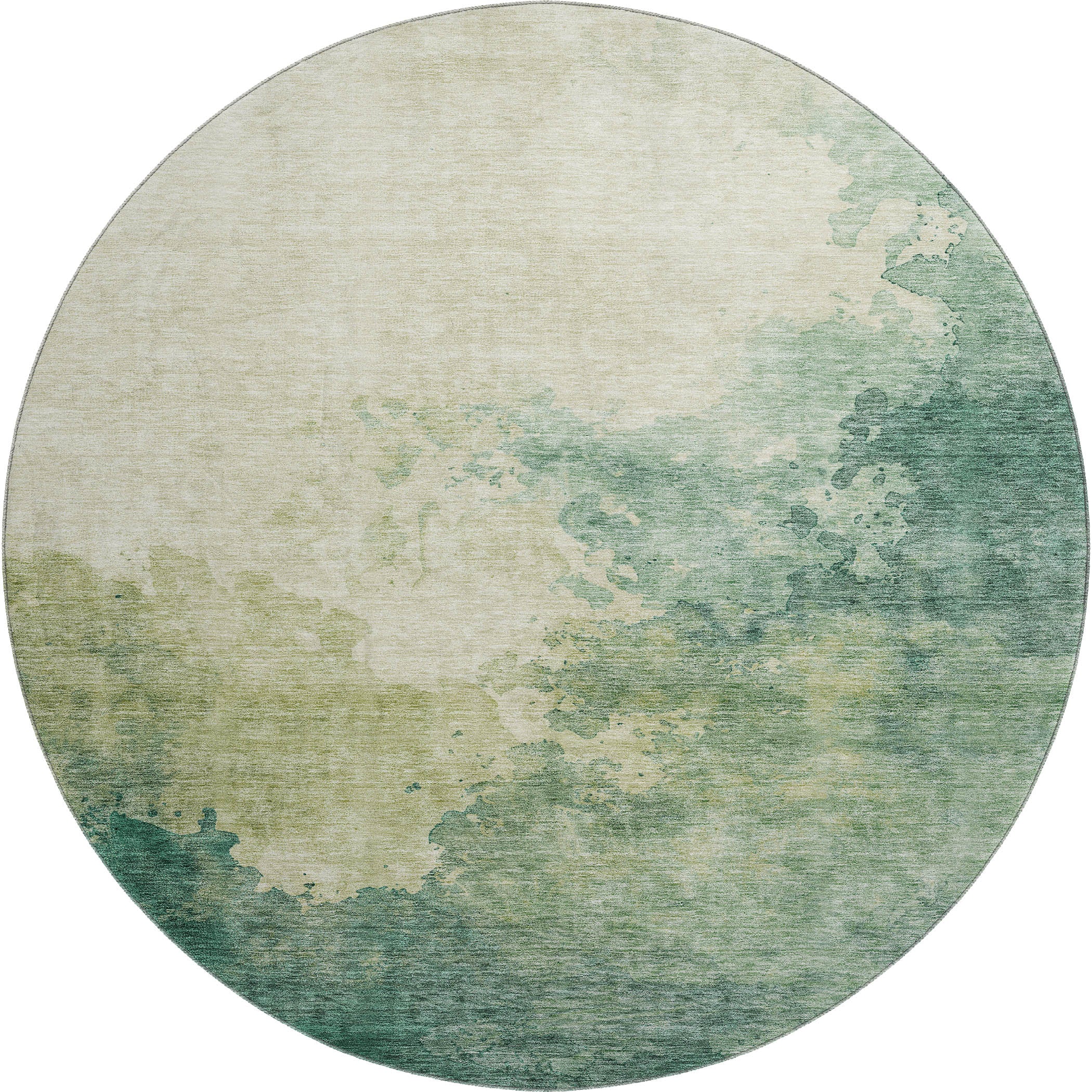 Rome Machine Washable Transitional Green Rug 8' x 8' #shape_Round