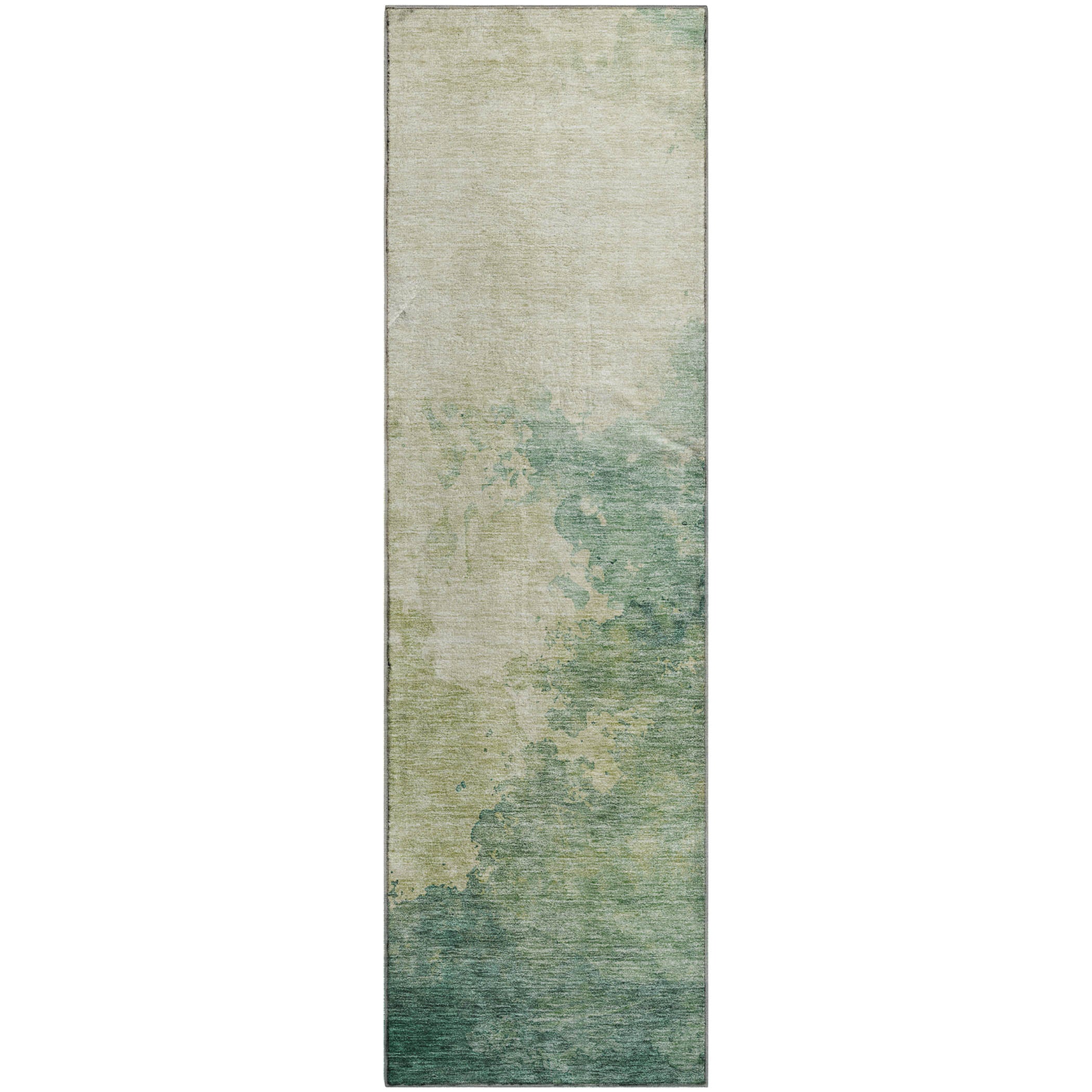 Rome Machine Washable Transitional Green Rug 2'3" x 7'6" #shape_Runner