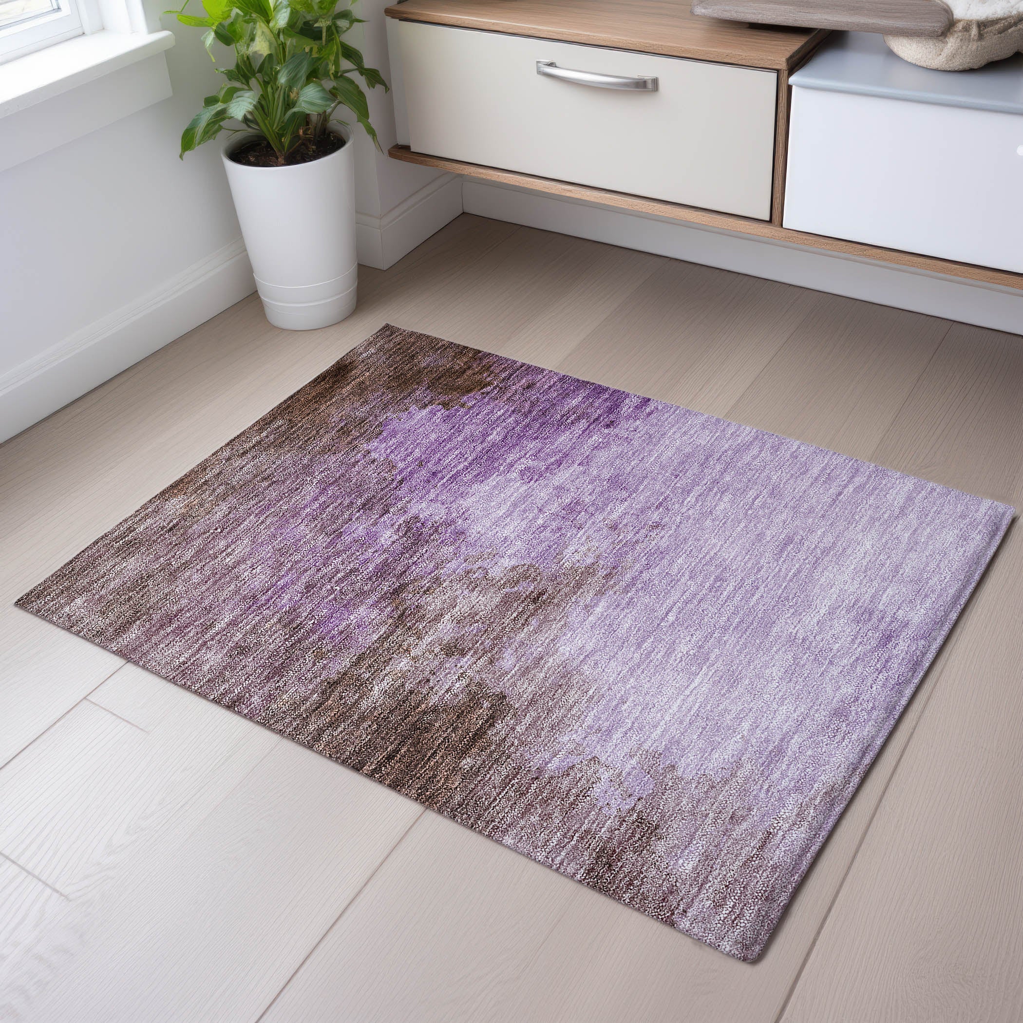 Rome Machine Washable Transitional Lavender Purple Rug 1'8" x 2'6" #shape_Rectangle