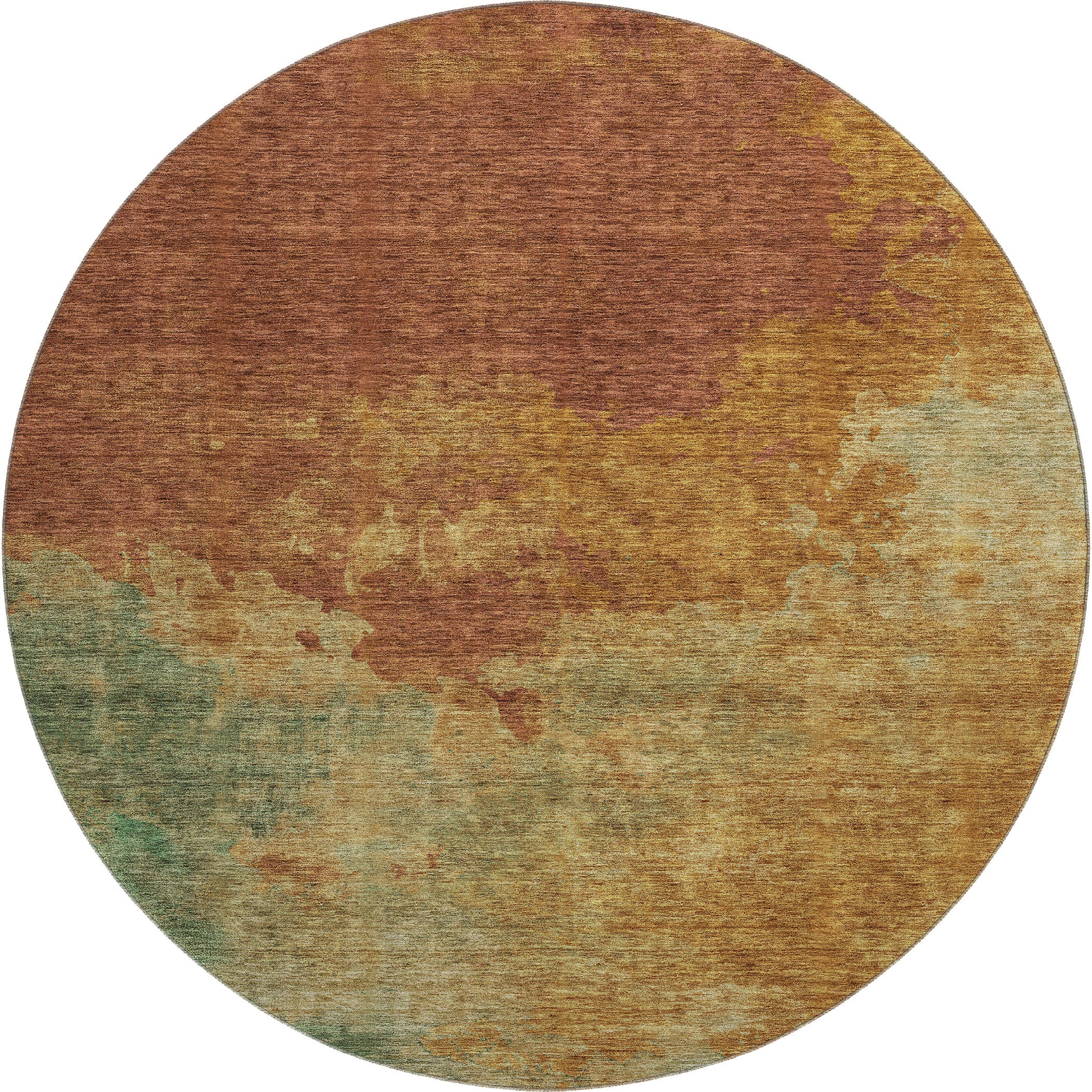 Rome Machine Washable Transitional Paprika Orange Rug 8' x 8' #shape_Round