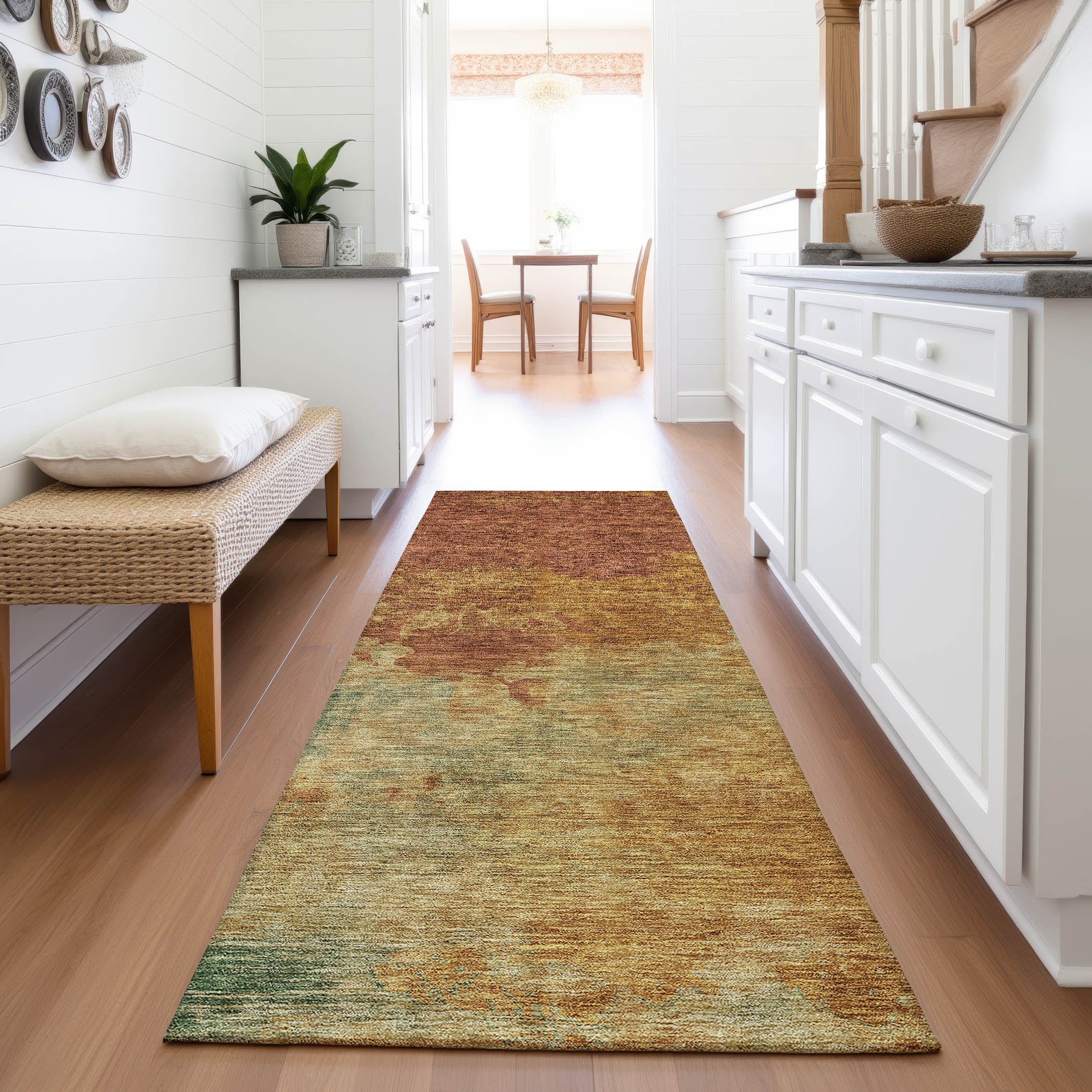 Rome Machine Washable Transitional Paprika Orange Rug 2'3" x 7'6" #shape_Runner