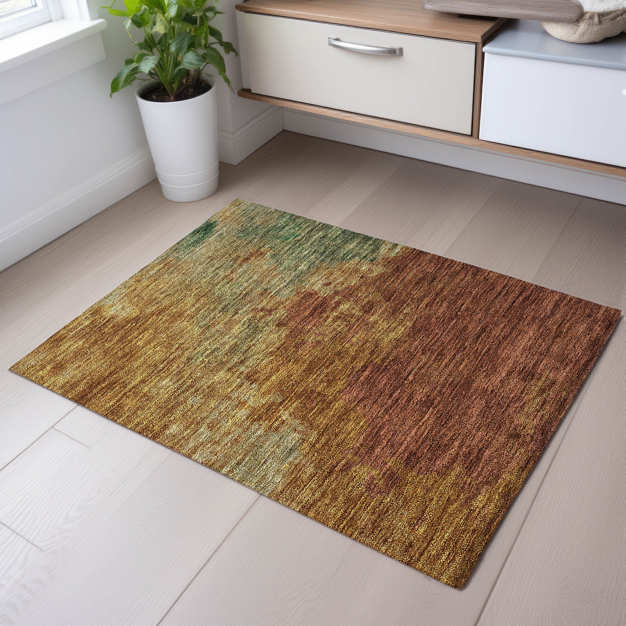 Rome Machine Washable Transitional Paprika Orange Rug 1'8" x 2'6" #shape_Rectangle