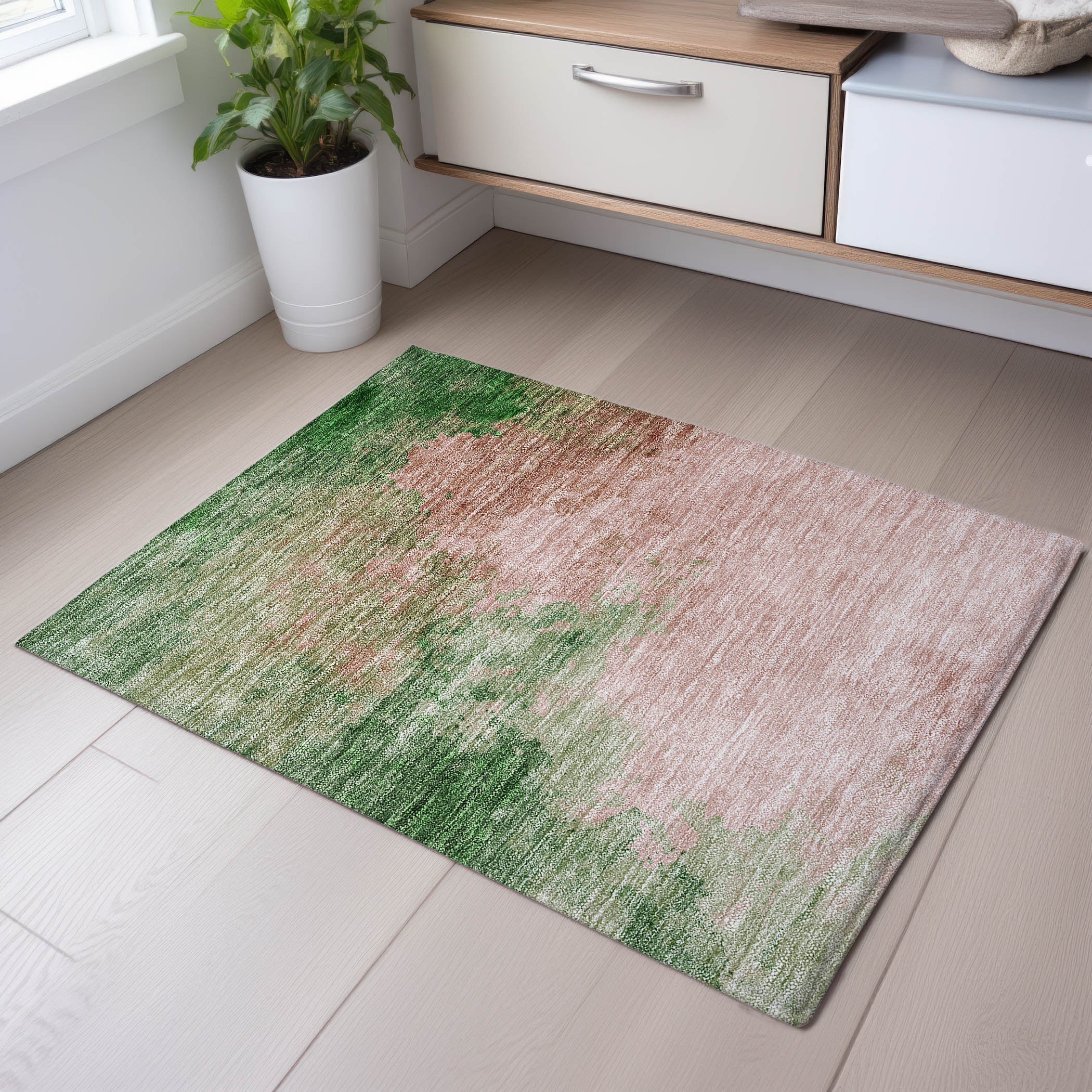 Rome Machine Washable Transitional Pink Rug 1'8" x 2'6" #shape_Rectangle