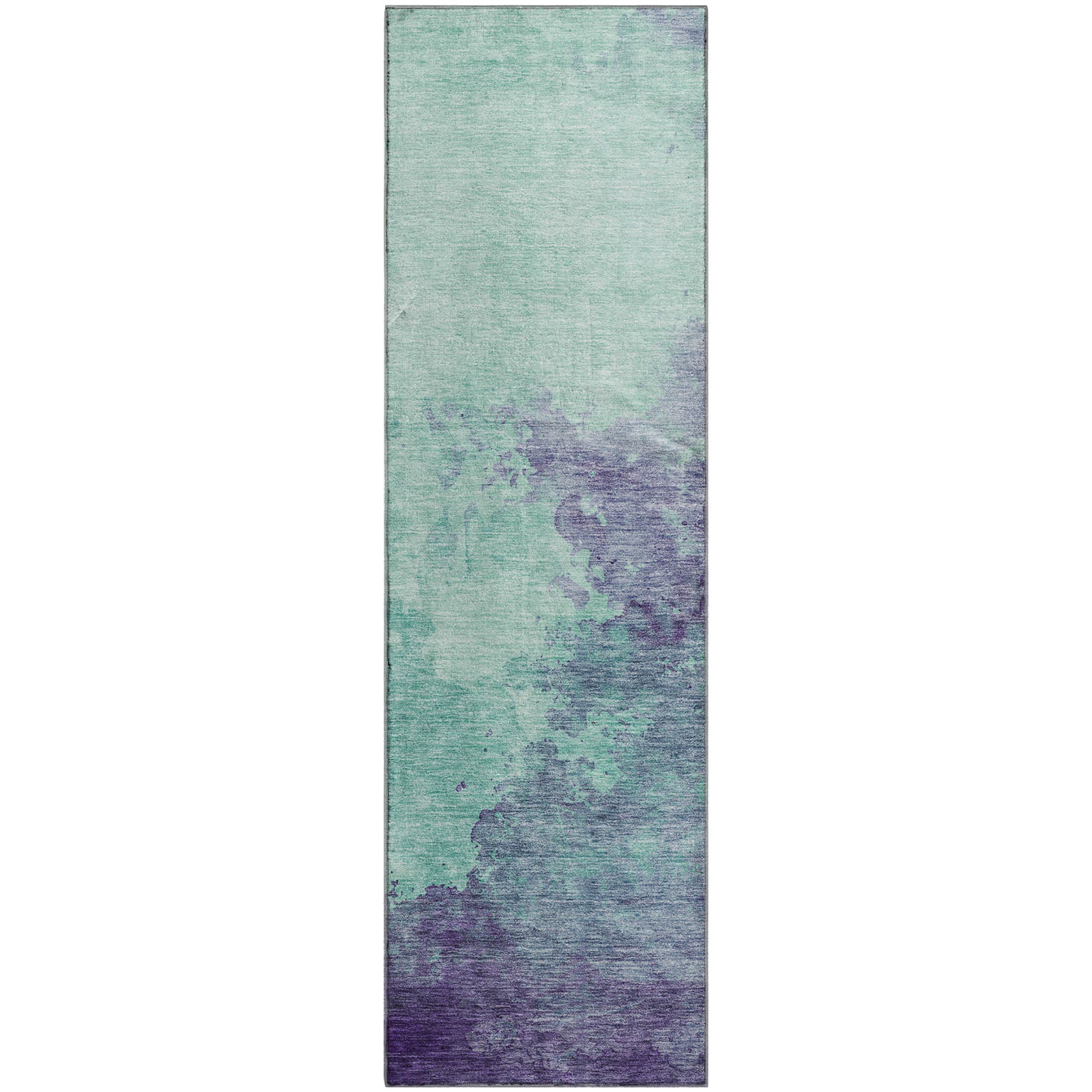 Rome Machine Washable Transitional Seafoam Blue Rug 2'3" x 7'6" #shape_Runner