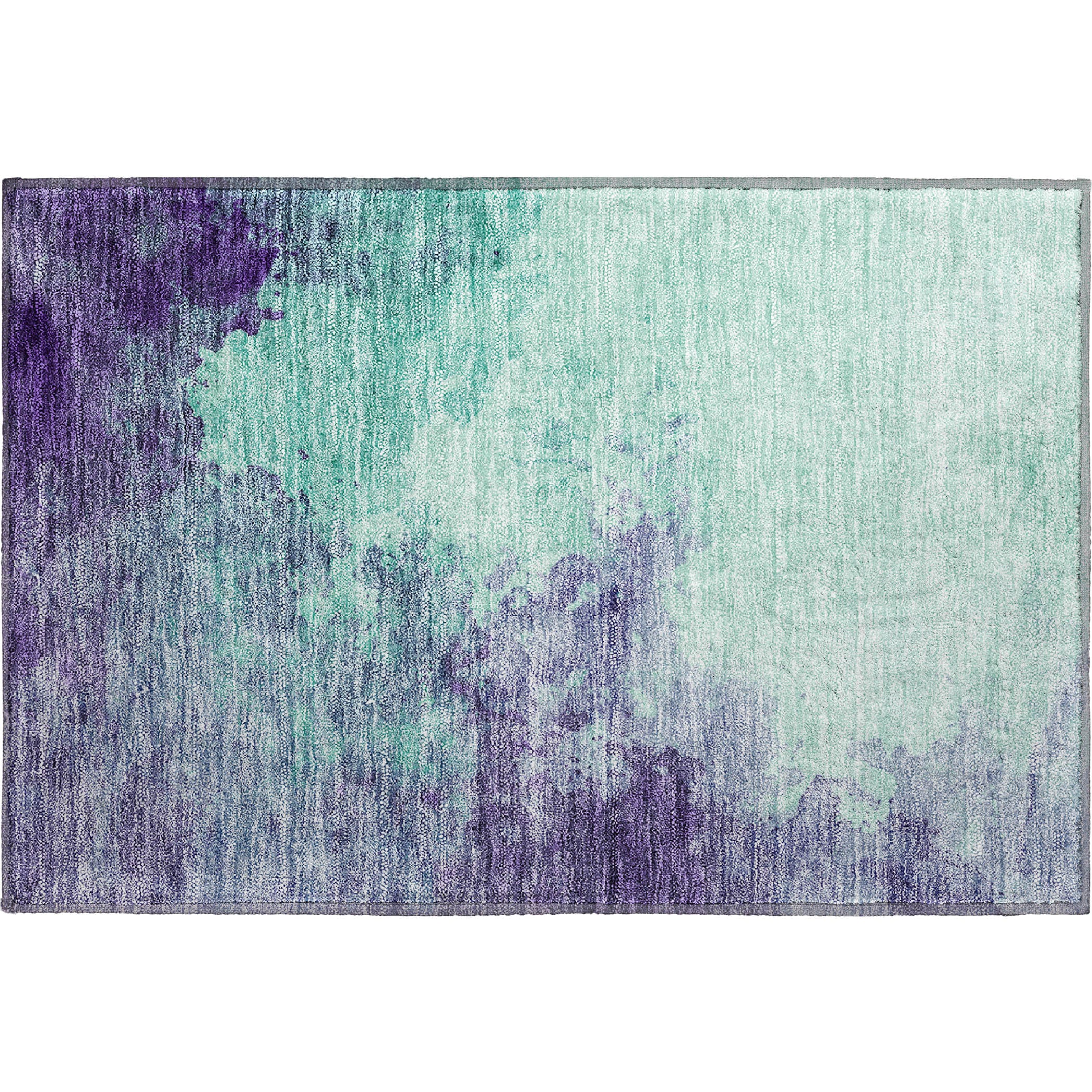 Rome Machine Washable Transitional Seafoam Blue Rug 1'8" x 2'6" #shape_Rectangle