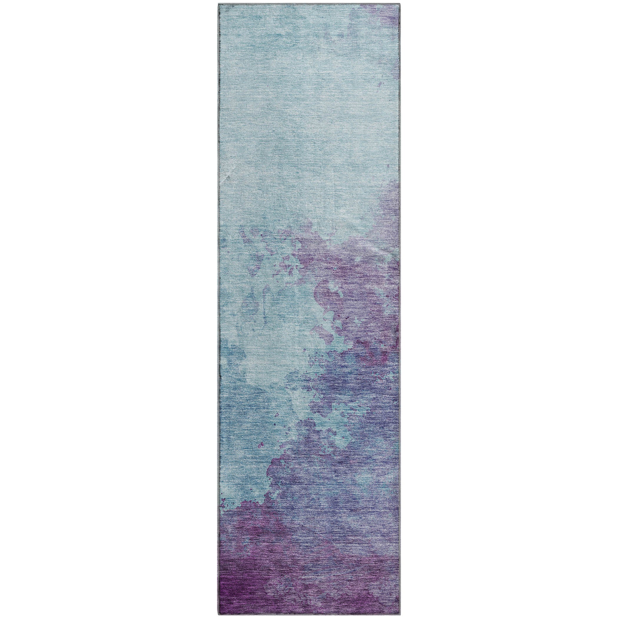 Rome Machine Washable Transitional Sky Blue Rug 2'3" x 7'6" #shape_Runner