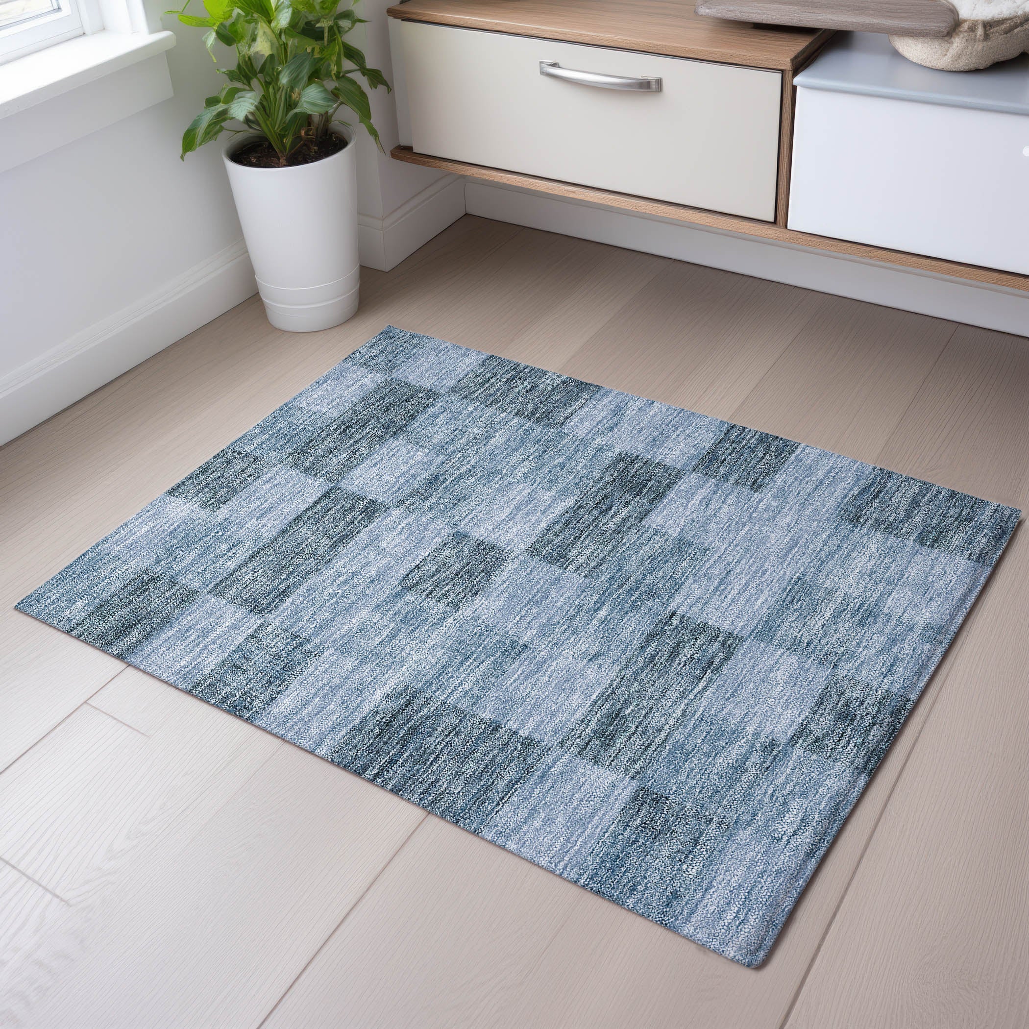 Cairo Machine Washable Transitional Denim Blue Rug 1'8" x 2'6" #shape_Rectangle