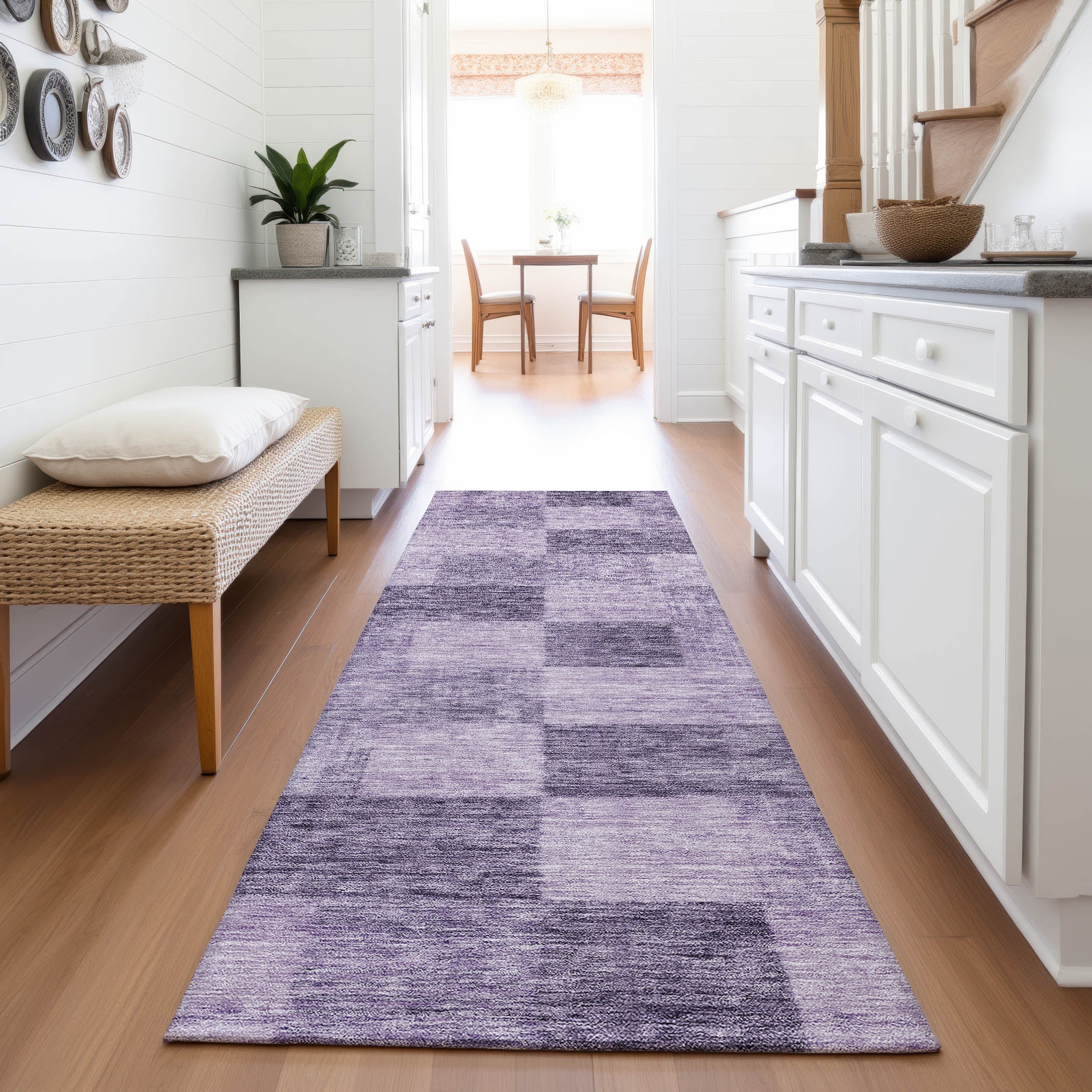 Cairo Machine Washable Transitional Purple Rug 2'3" x 7'6" #shape_Runner