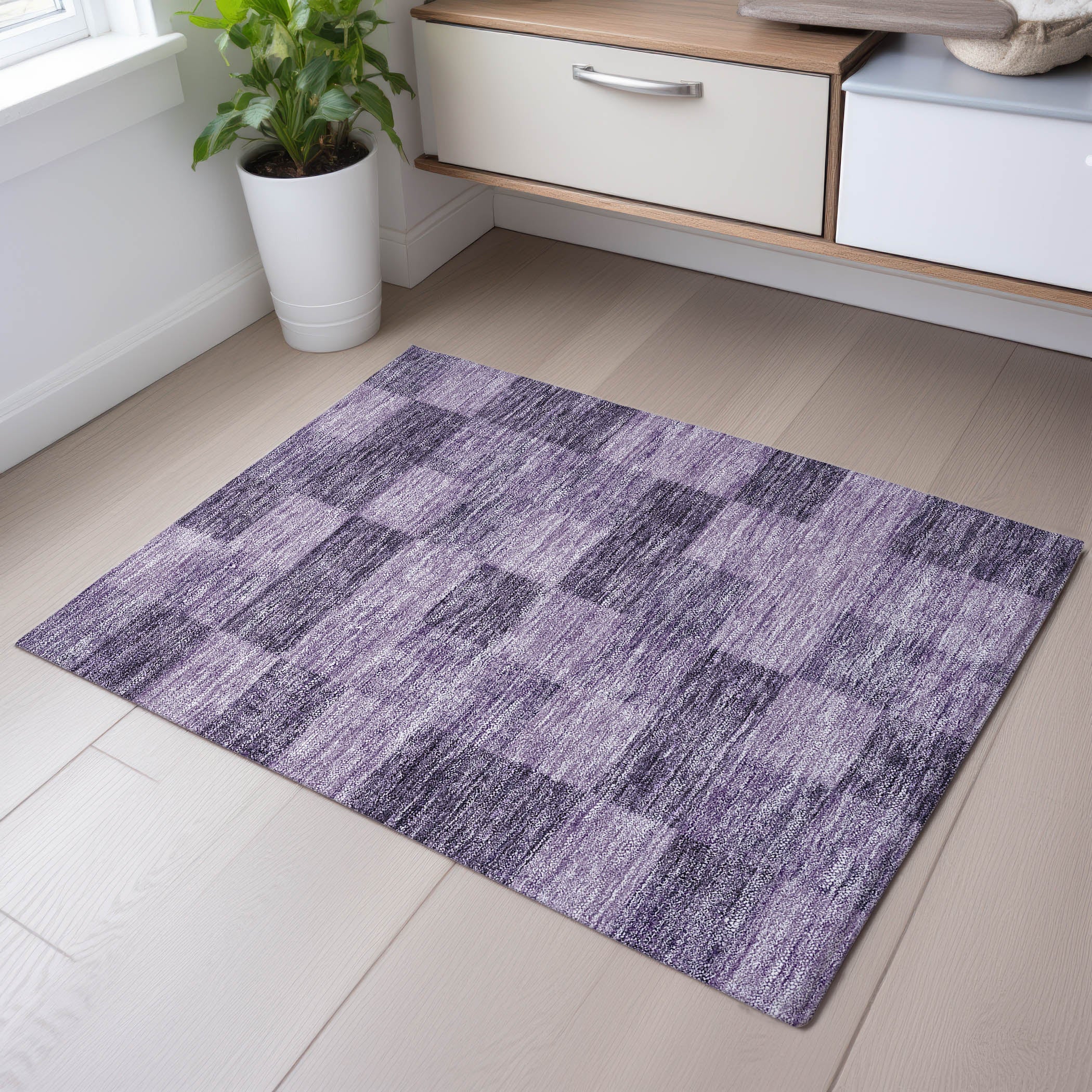 Cairo Machine Washable Transitional Purple Rug 1'8" x 2'6" #shape_Rectangle