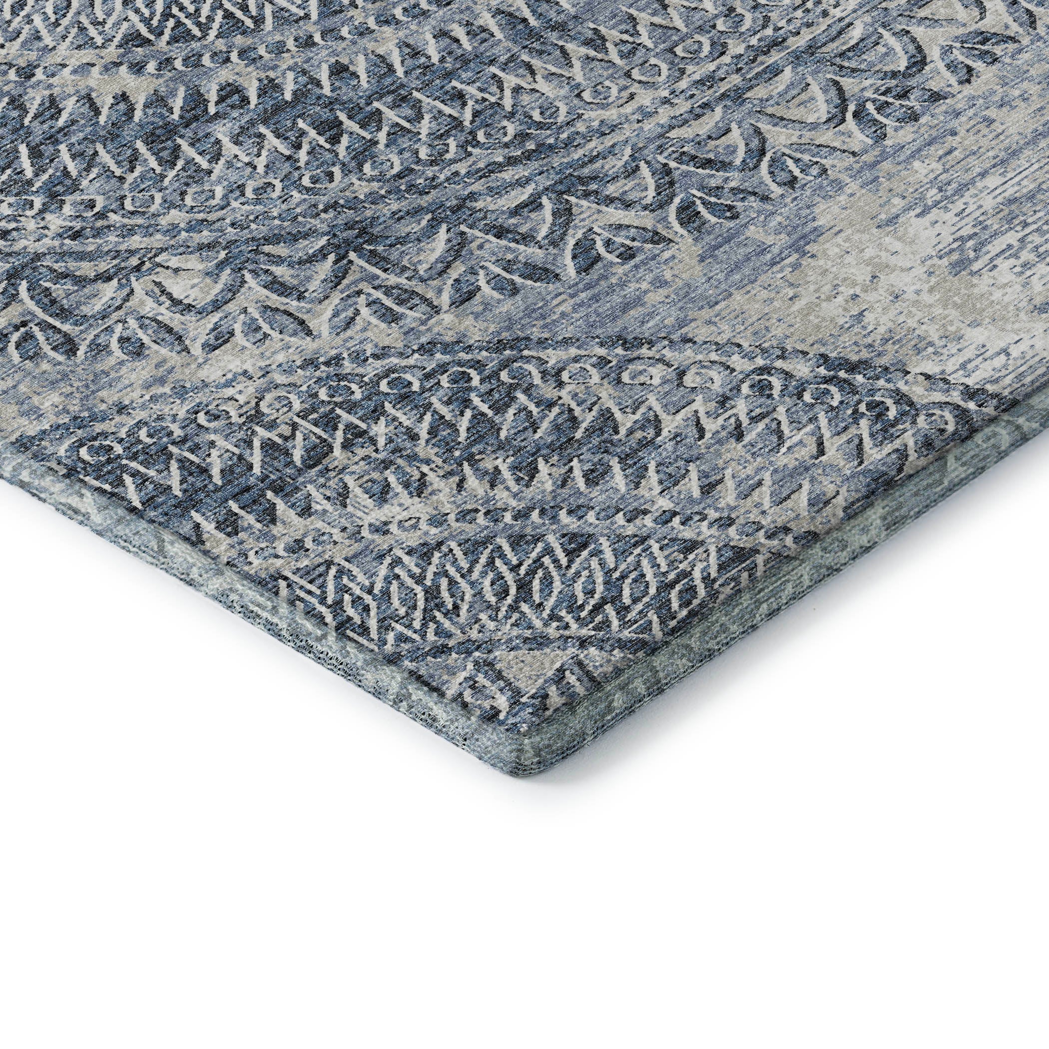 Antigua Machine Washable Transitional Blue Rug 1'8" x 2'6" #shape_Rectangle