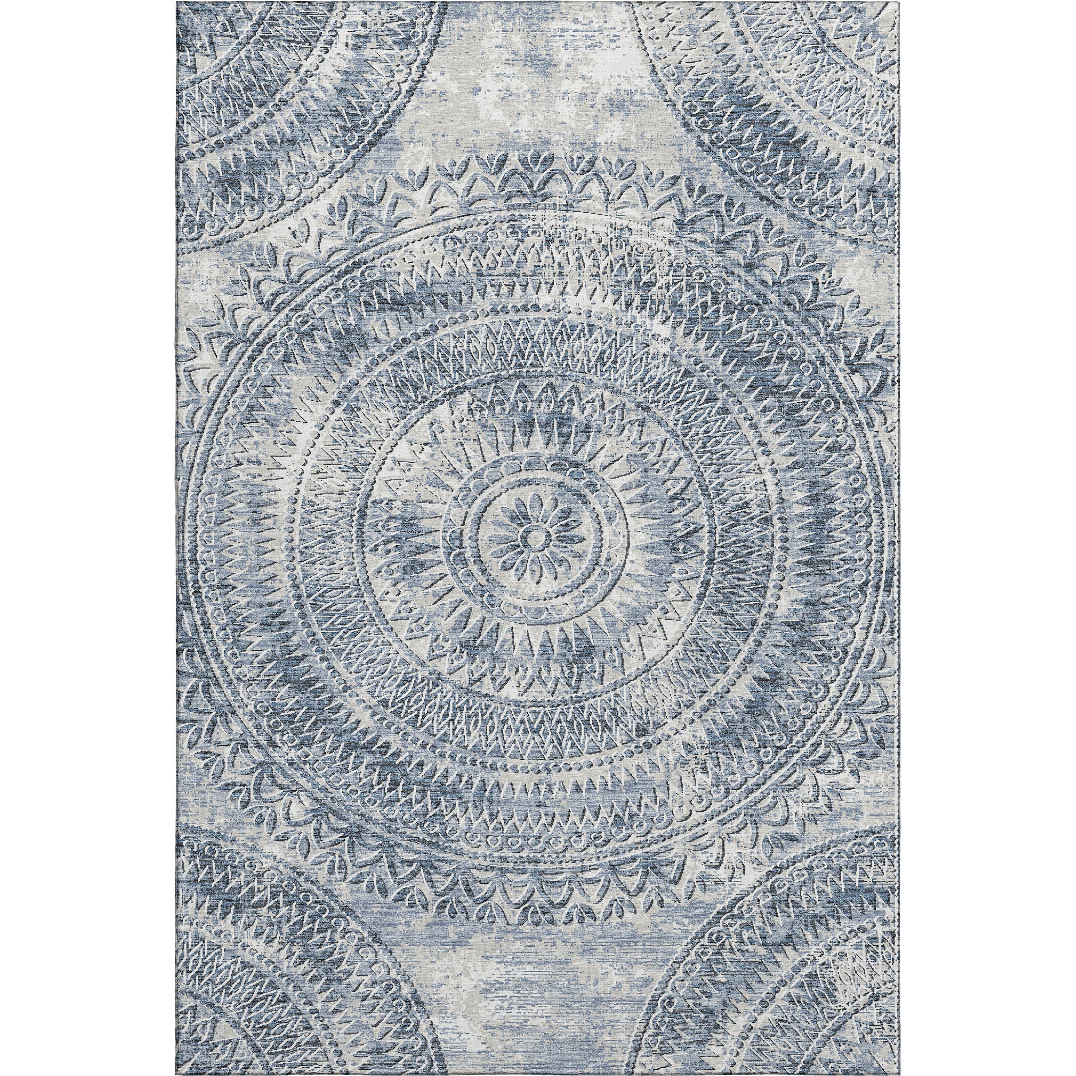 Antigua Machine Washable Transitional Blue Rug 2'6" x 3'10" #shape_Rectangle