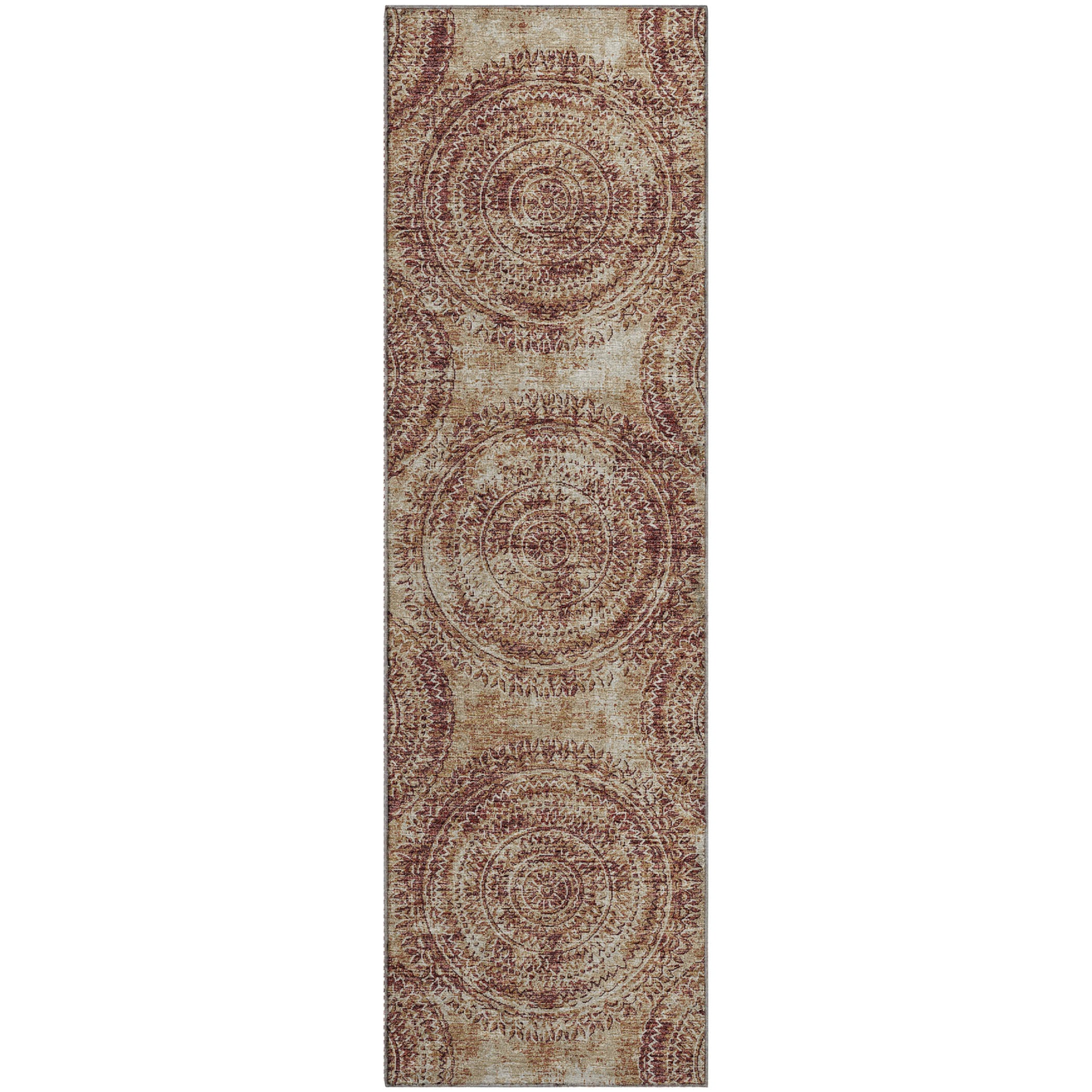 Antigua Machine Washable Transitional Canyon Red Rug 2'3" x 7'6" #shape_Runner