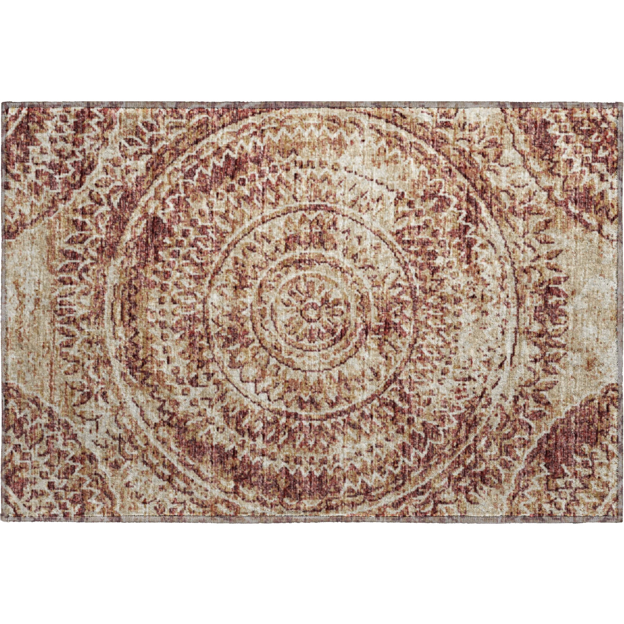 Antigua Machine Washable Transitional Canyon Red Rug 1'8" x 2'6" #shape_Rectangle