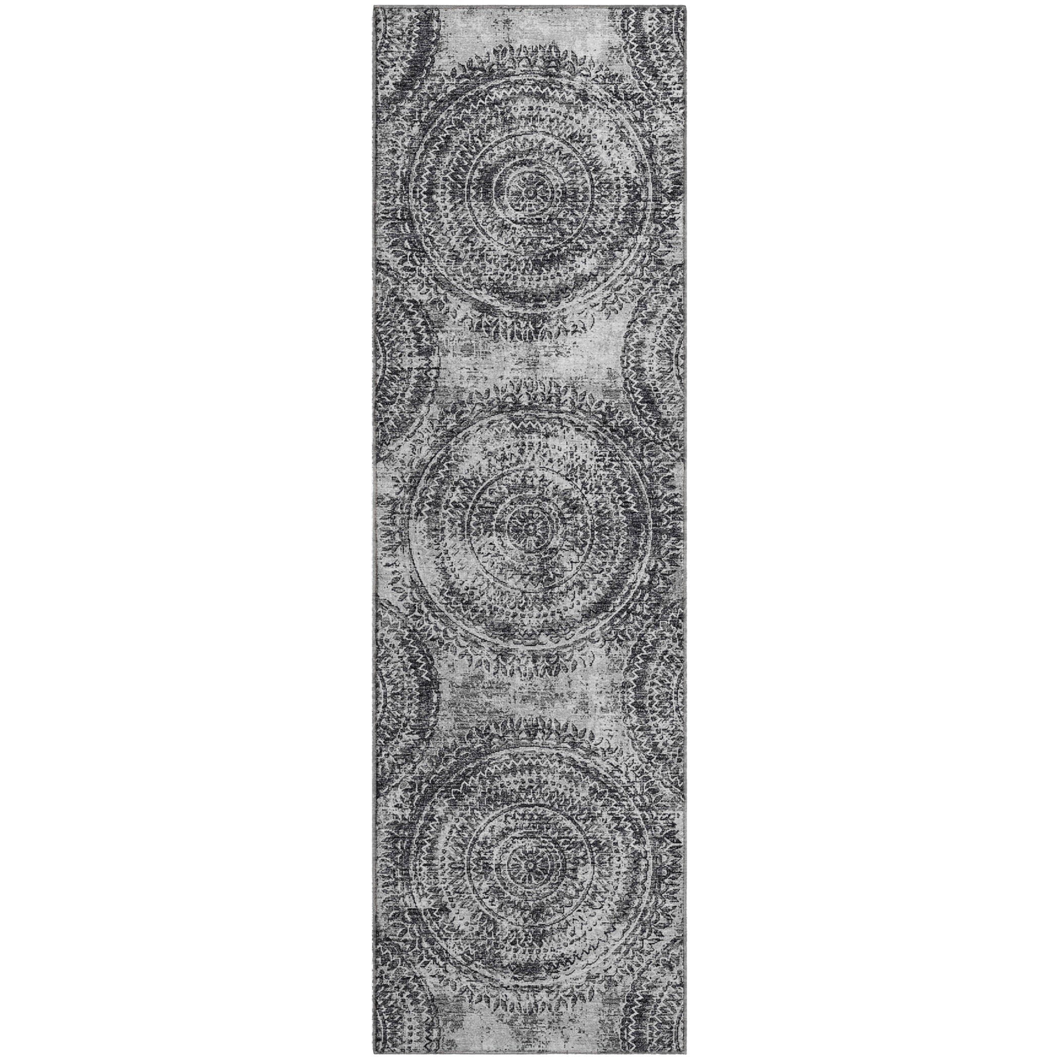 Antigua Machine Washable Transitional Gray Rug 2'3" x 7'6" #shape_Runner