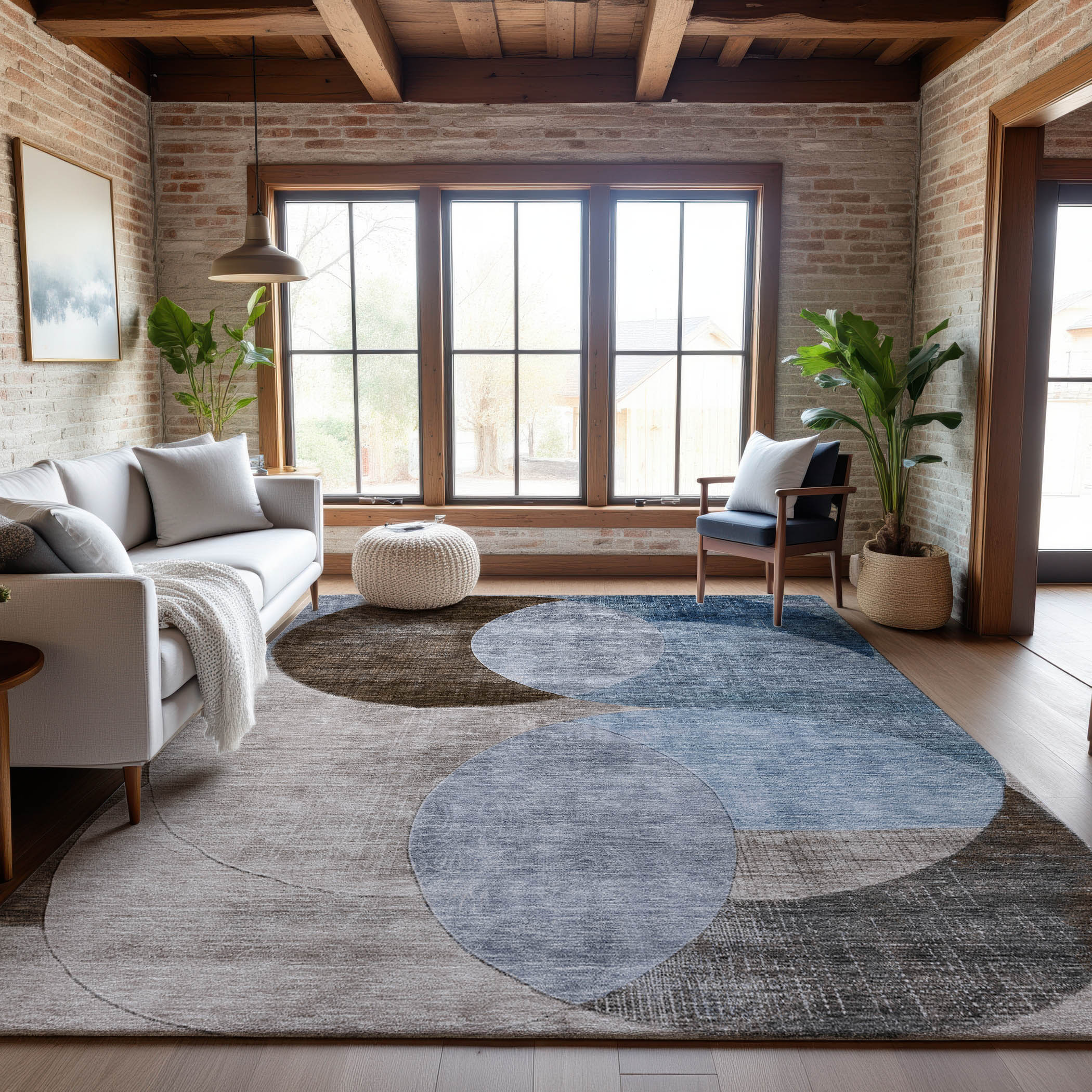 Lisbon Machine Washable Transitional Denim Blue Rug 2'6" x 3'10" #shape_Rectangle