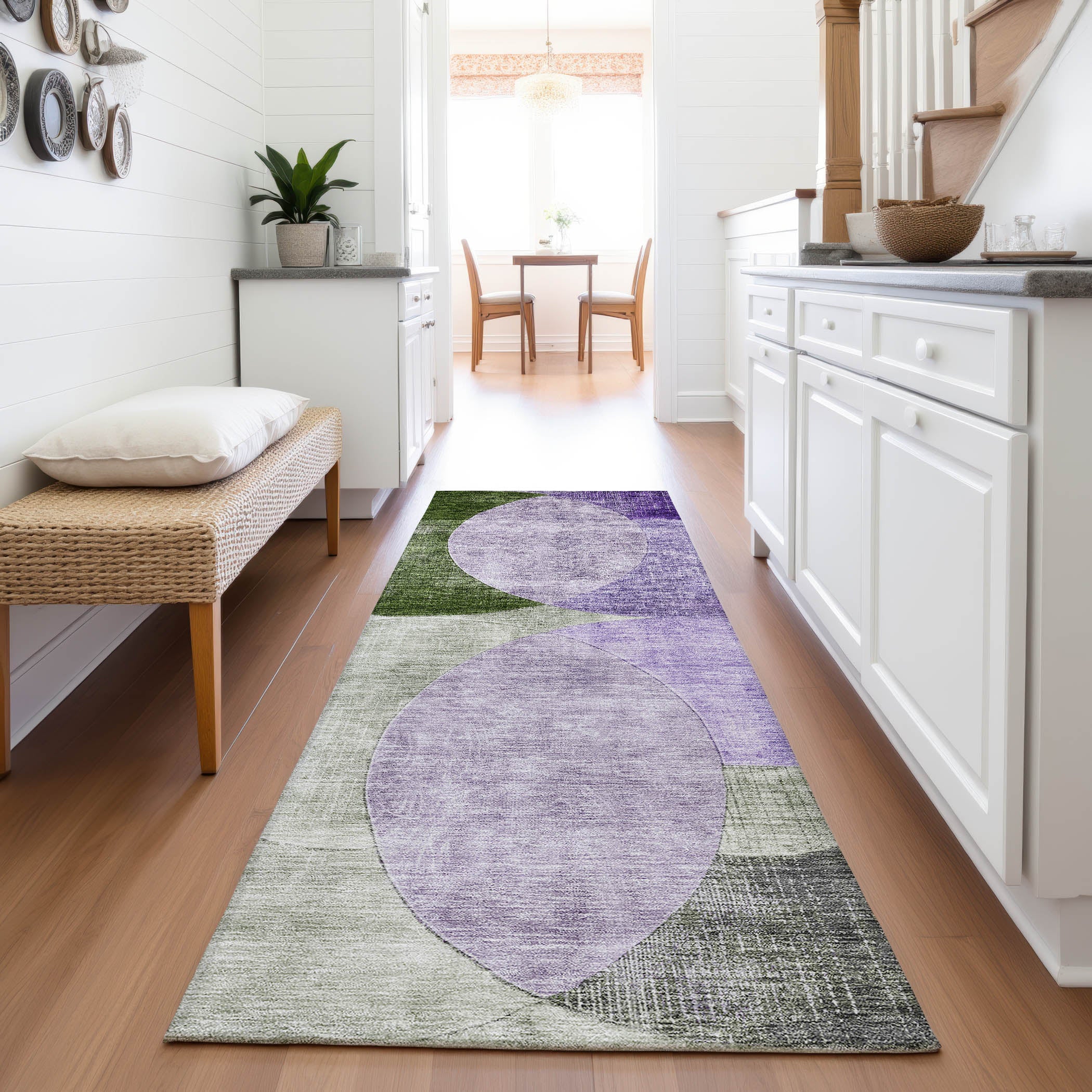 Lisbon Machine Washable Transitional Lavender Purple Rug 2'3" x 7'6" #shape_Runner