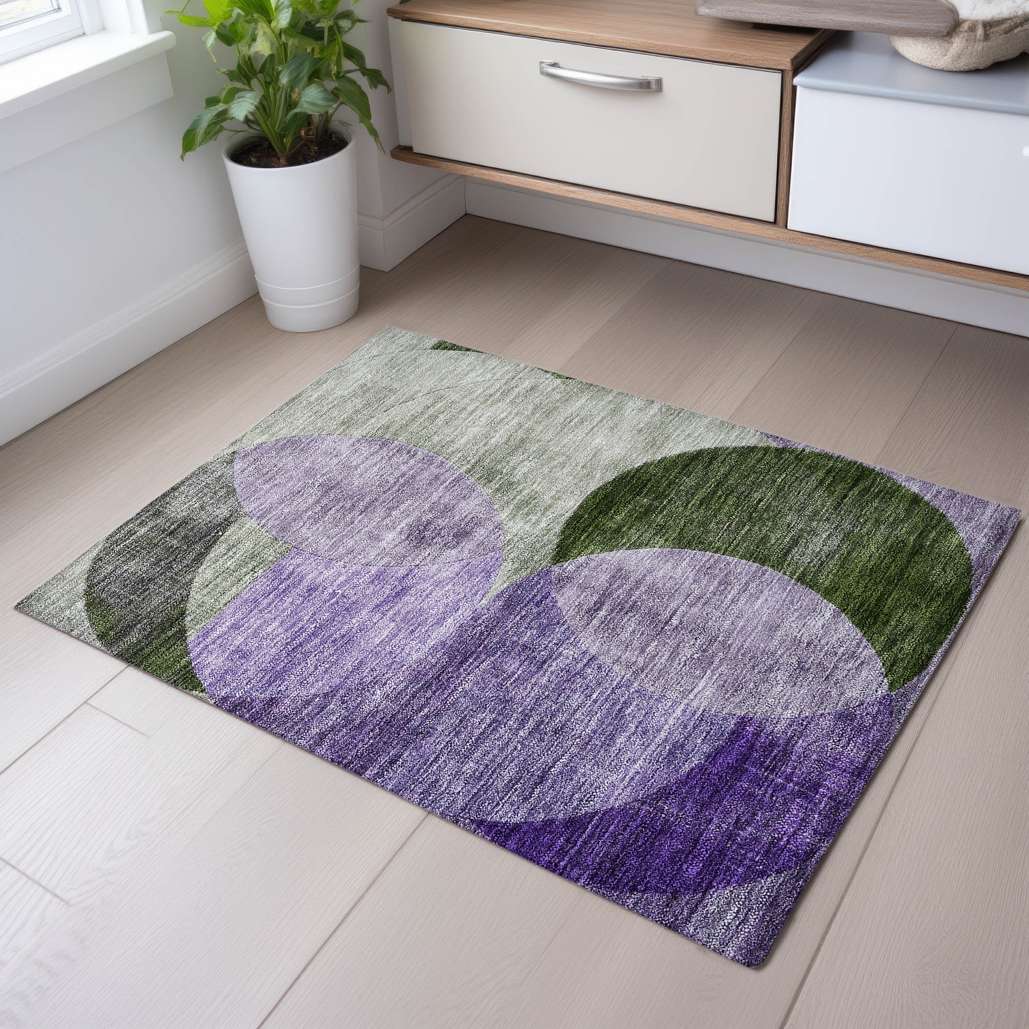 Lisbon Machine Washable Transitional Lavender Purple Rug 1'8" x 2'6" #shape_Rectangle