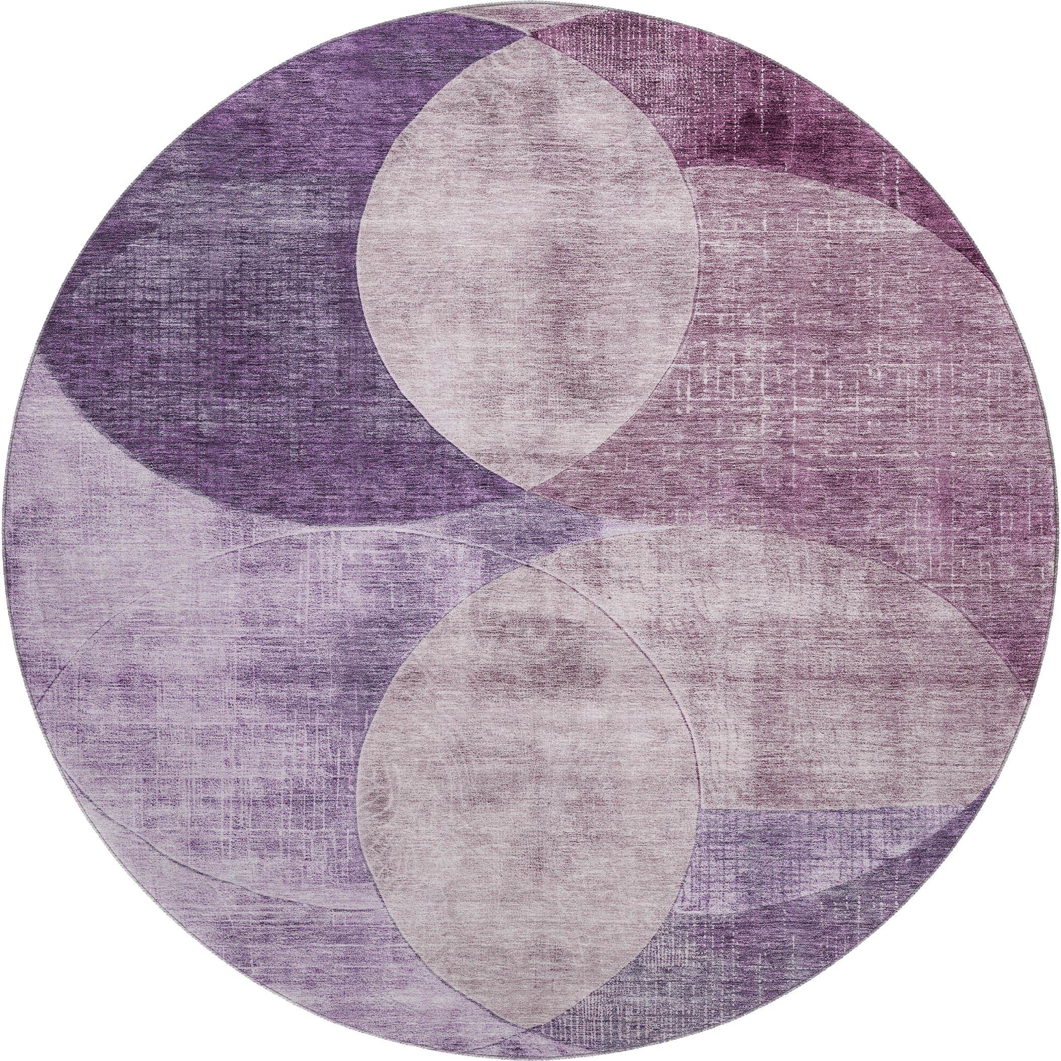 Lisbon Machine Washable Transitional Purple Rug 8' x 8' #shape_Round