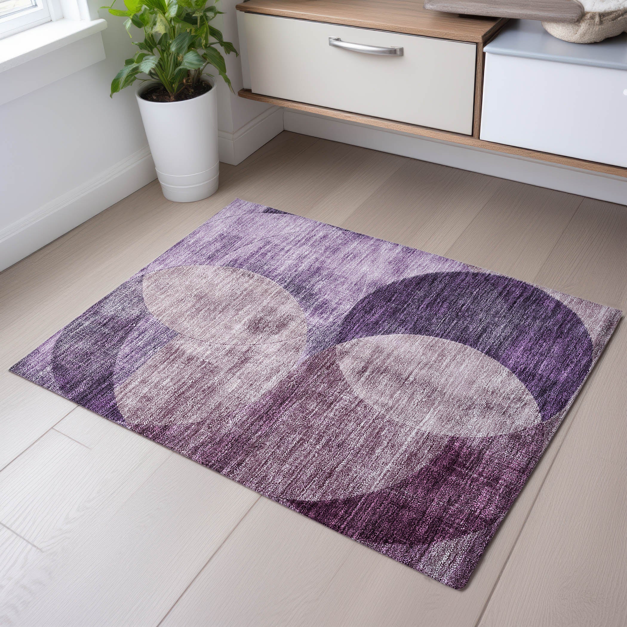 Lisbon Machine Washable Transitional Purple Rug 1'8" x 2'6" #shape_Rectangle