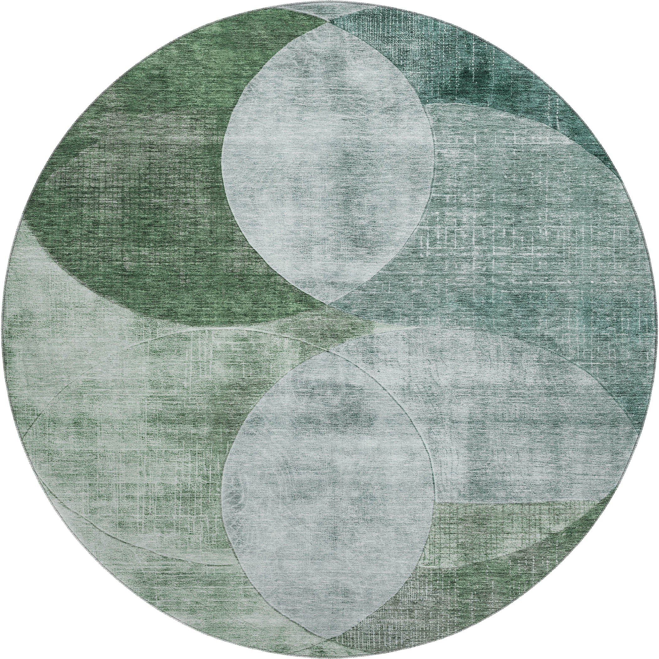 Lisbon Machine Washable Transitional Seafoam Blue Rug 8' x 8' #shape_Round