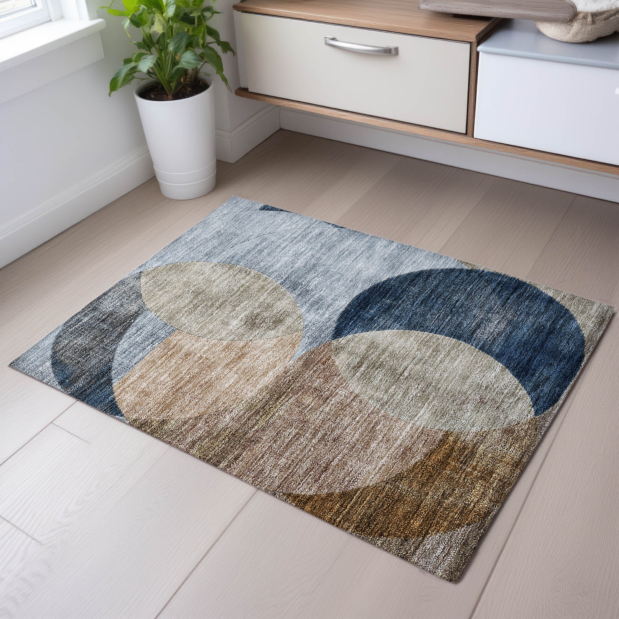 Lisbon Machine Washable Transitional Sky Blue Rug 1'8" x 2'6" #shape_Rectangle