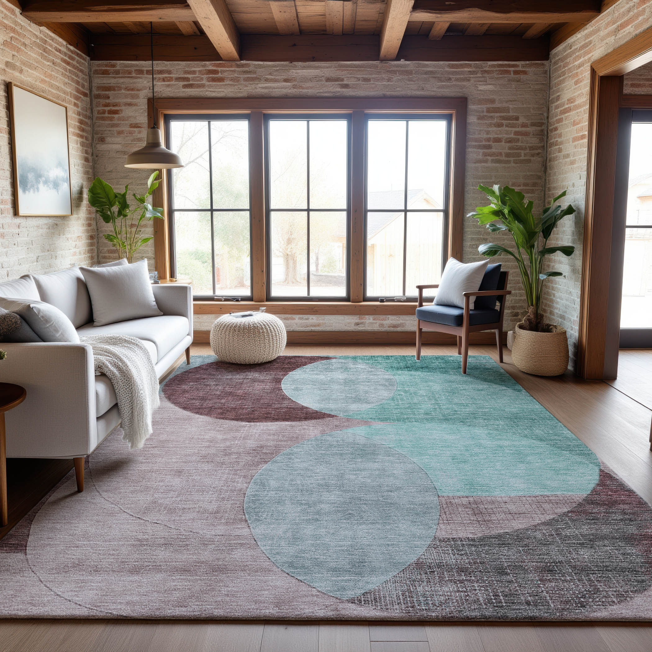 Lisbon Machine Washable Transitional Teal Rug 2'6" x 3'10" #shape_Rectangle
