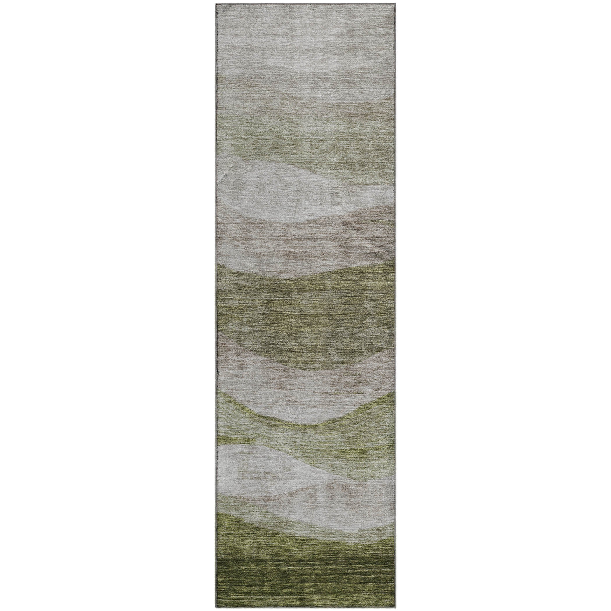 Cusco Machine Washable Transitional Green Rug 2'3" x 7'6" #shape_Runner