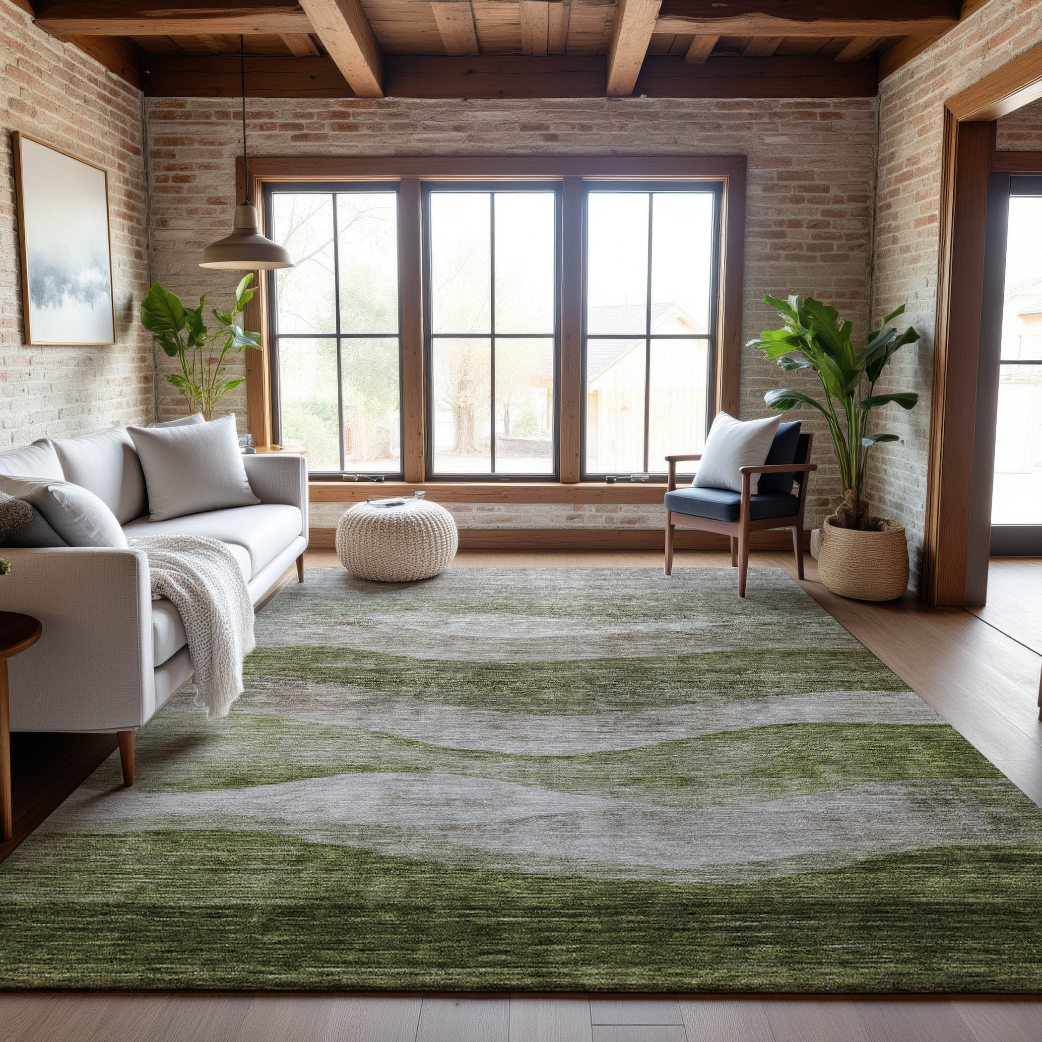 Cusco Machine Washable Transitional Green Rug 2'6" x 3'10" #shape_Rectangle