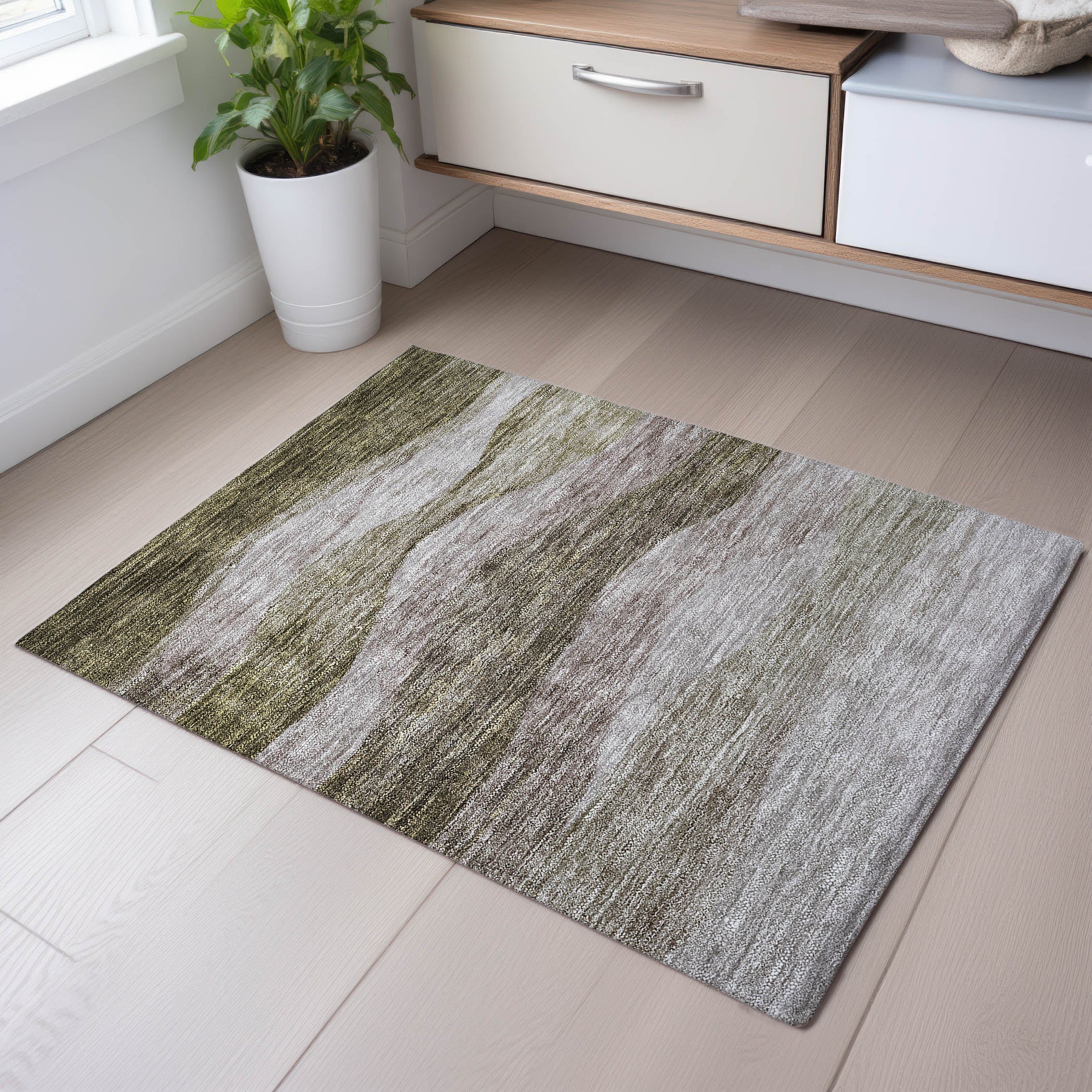 Cusco Machine Washable Transitional Taupe Brown Rug 1'8" x 2'6" #shape_Rectangle