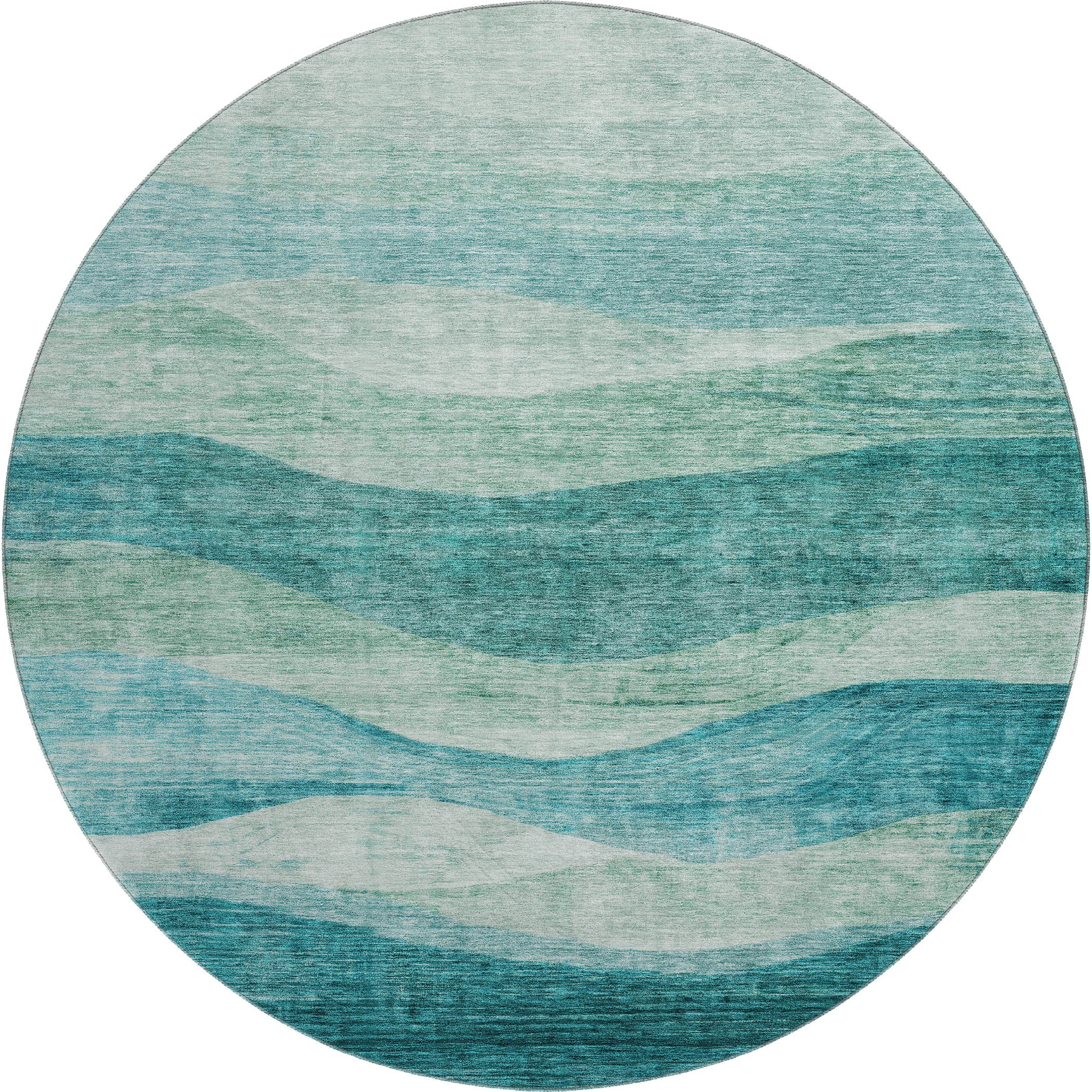 Cusco Machine Washable Transitional Teal Rug 8' x 8' #shape_Round