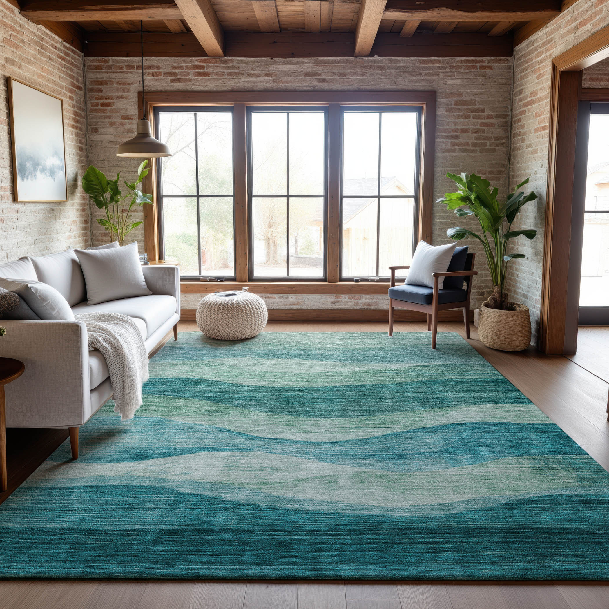 Cusco Machine Washable Transitional Teal Rug 2'6" x 3'10" #shape_Rectangle