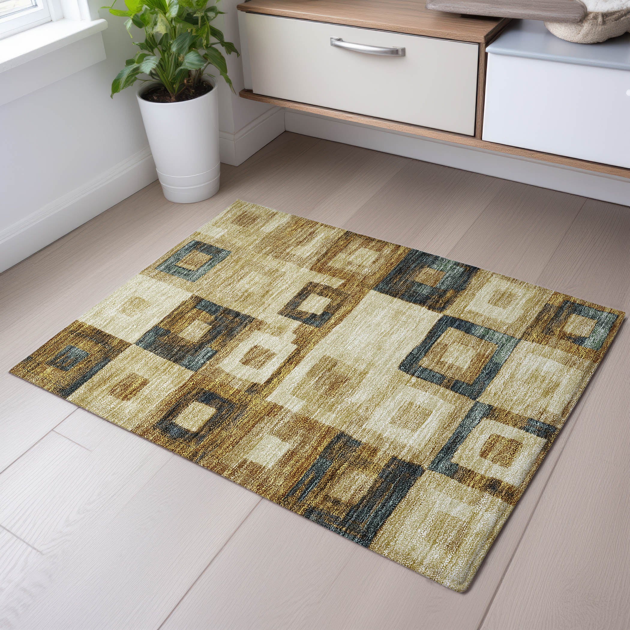 Chiang Mai Machine Washable Transitional Beige Brown Rug 1'8" x 2'6" #shape_Rectangle