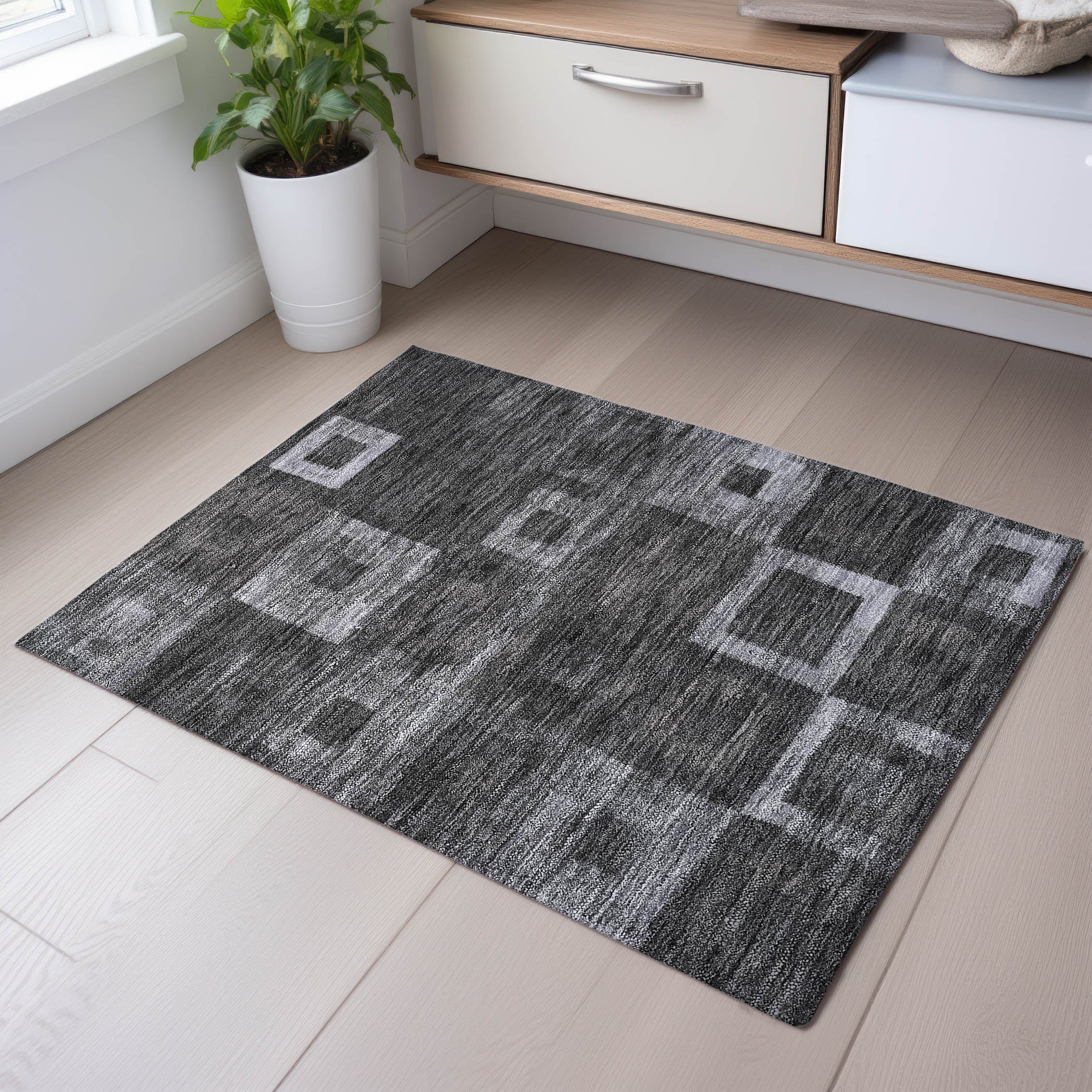Chiang Mai Machine Washable Transitional Black Rug 1'8" x 2'6" #shape_Rectangle
