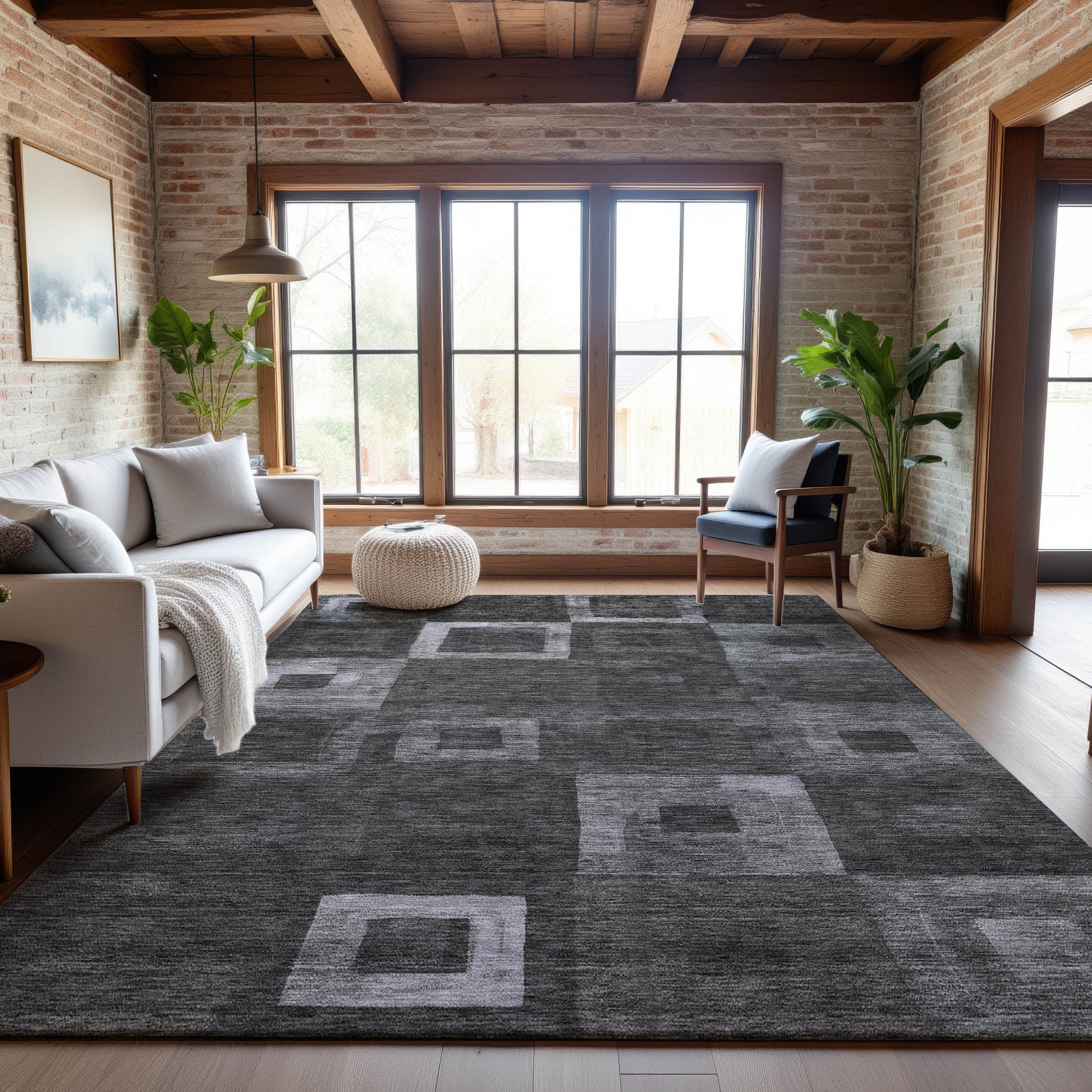 Chiang Mai Machine Washable Transitional Black Rug 2'6" x 3'10" #shape_Rectangle