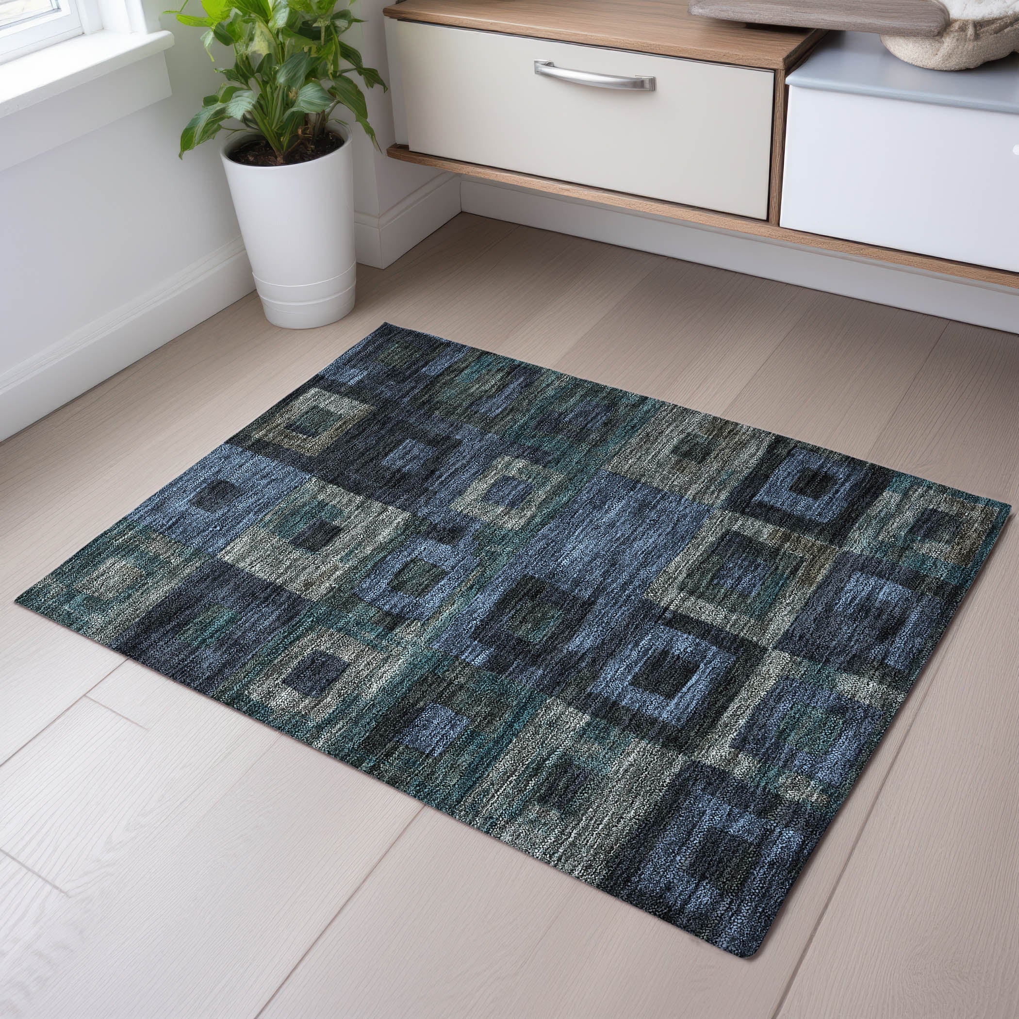 Chiang Mai Machine Washable Transitional Blue Rug 1'8" x 2'6" #shape_Rectangle