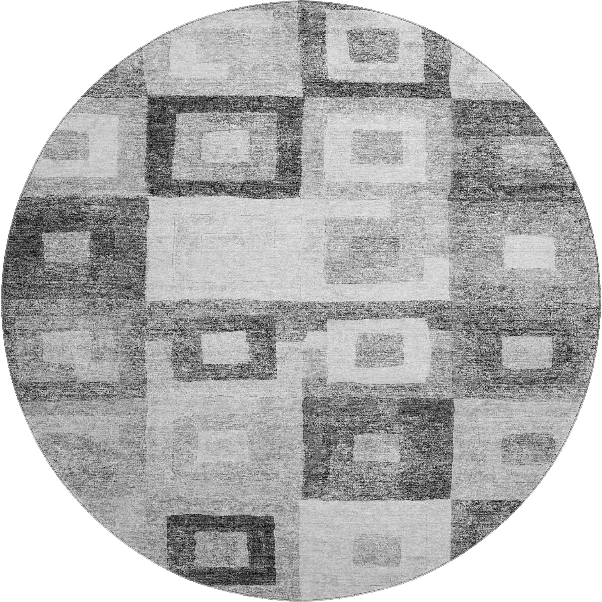 Chiang Mai Machine Washable Transitional Gray Rug 8' x 8' #shape_Round