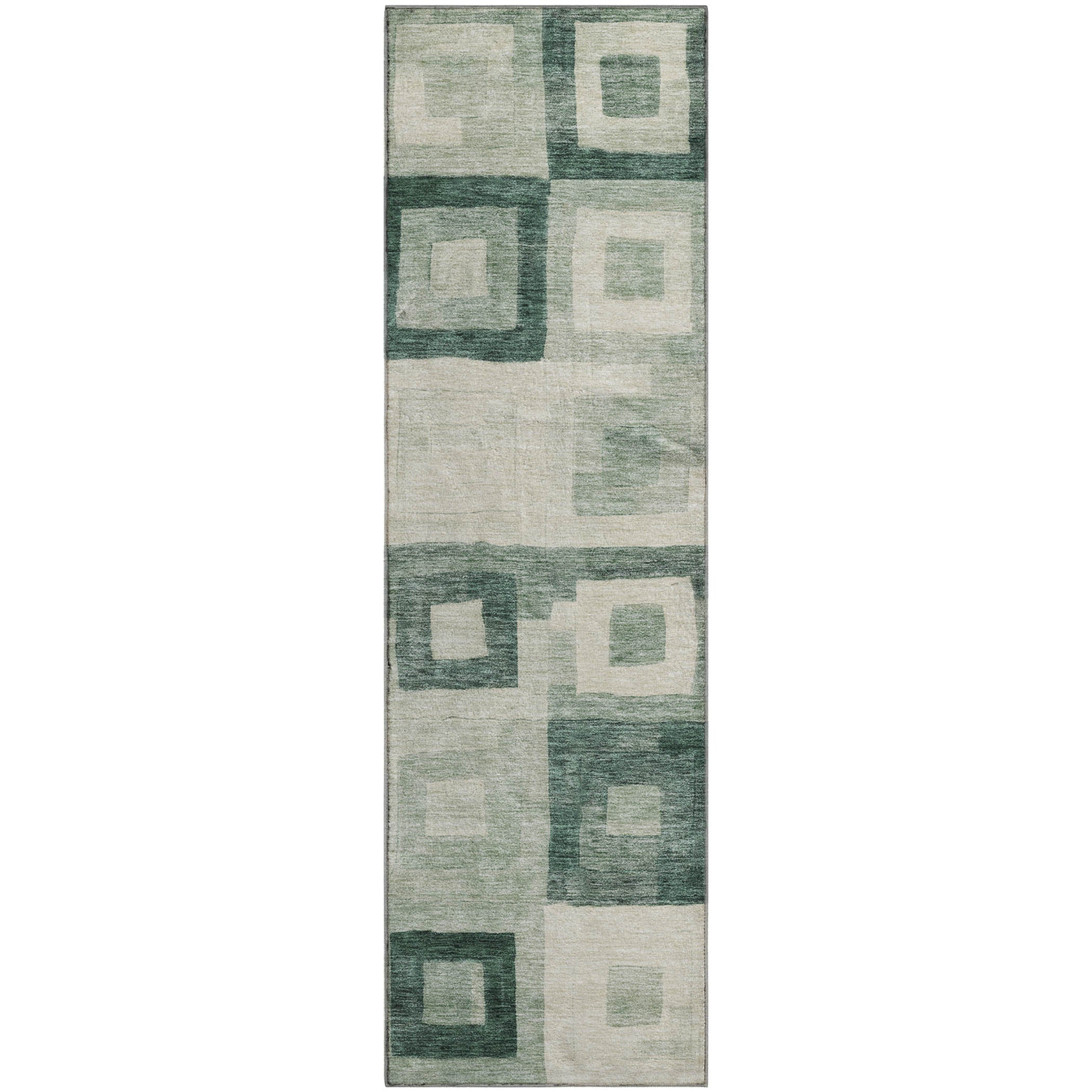 Chiang Mai Machine Washable Transitional Green Rug 2'3" x 7'6" #shape_Runner