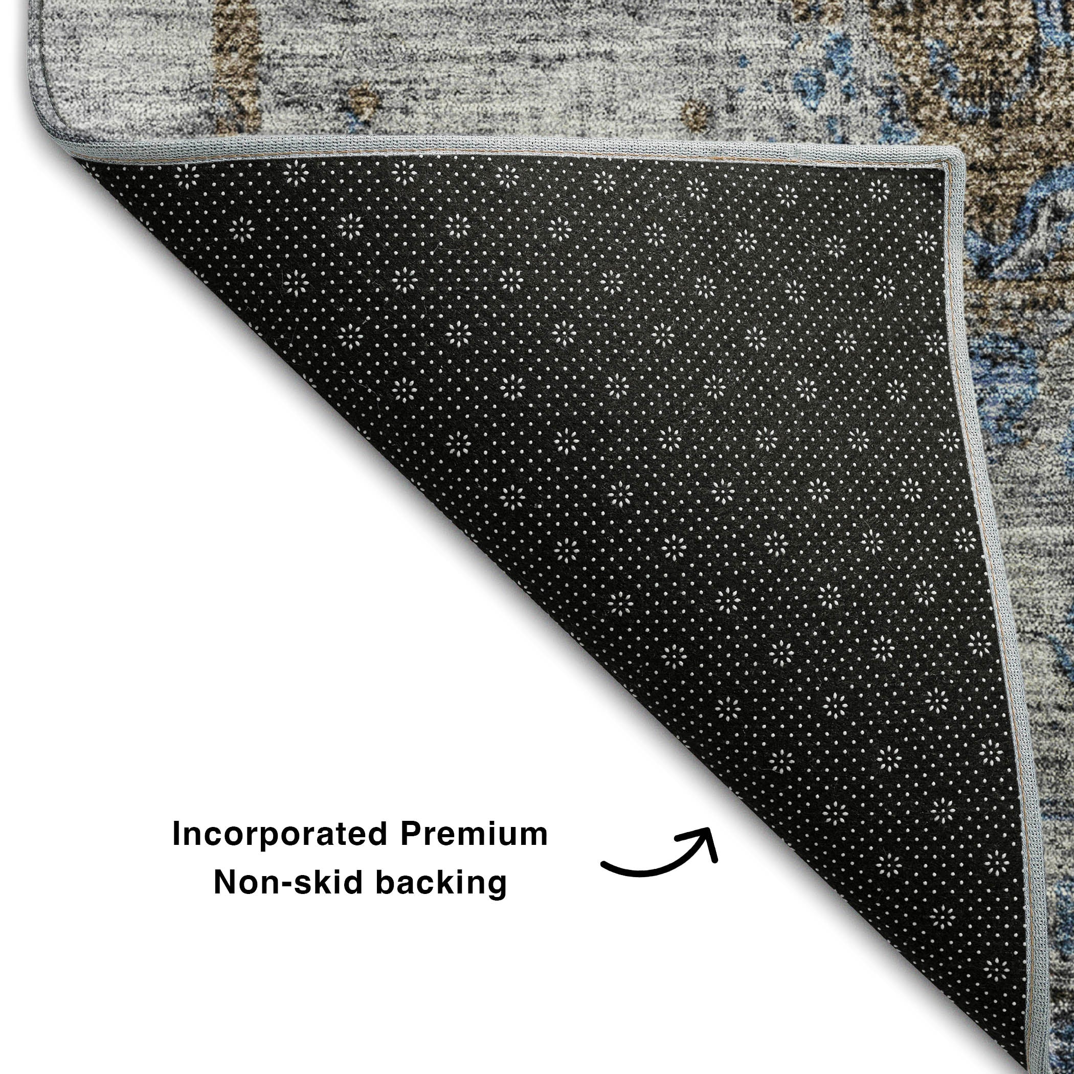 Montevideo Machine Washable Traditional Blue Rug 1'8" x 2'6" #shape_Rectangle